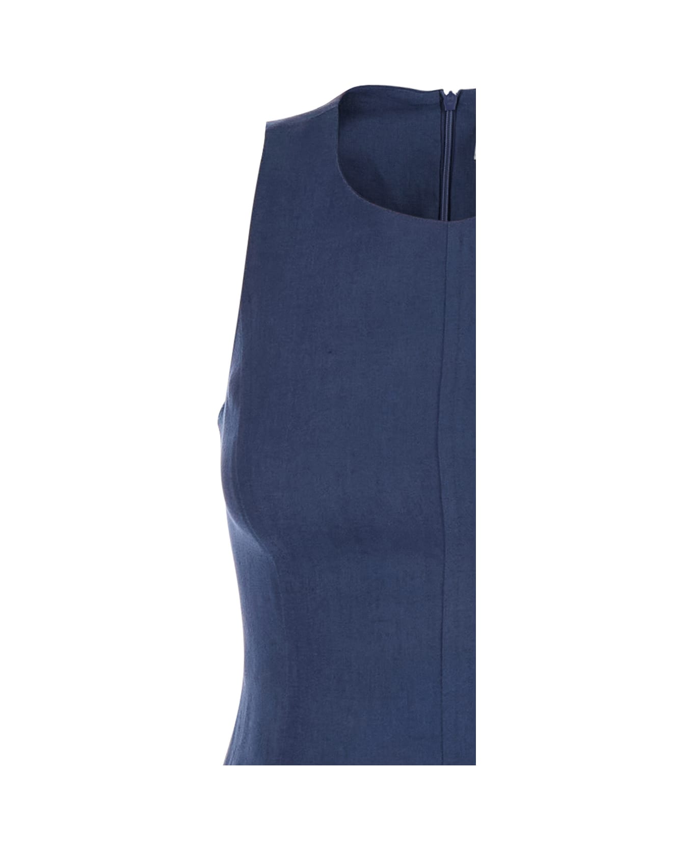 Eleventy Blue Long Sleeveless Dress In Linen Woman - Blu