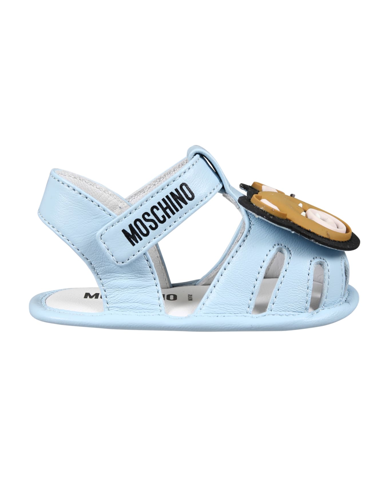 Moschino Light Blue Sandals For Baby Boy With Teddy Bear - Light Blue シューズ