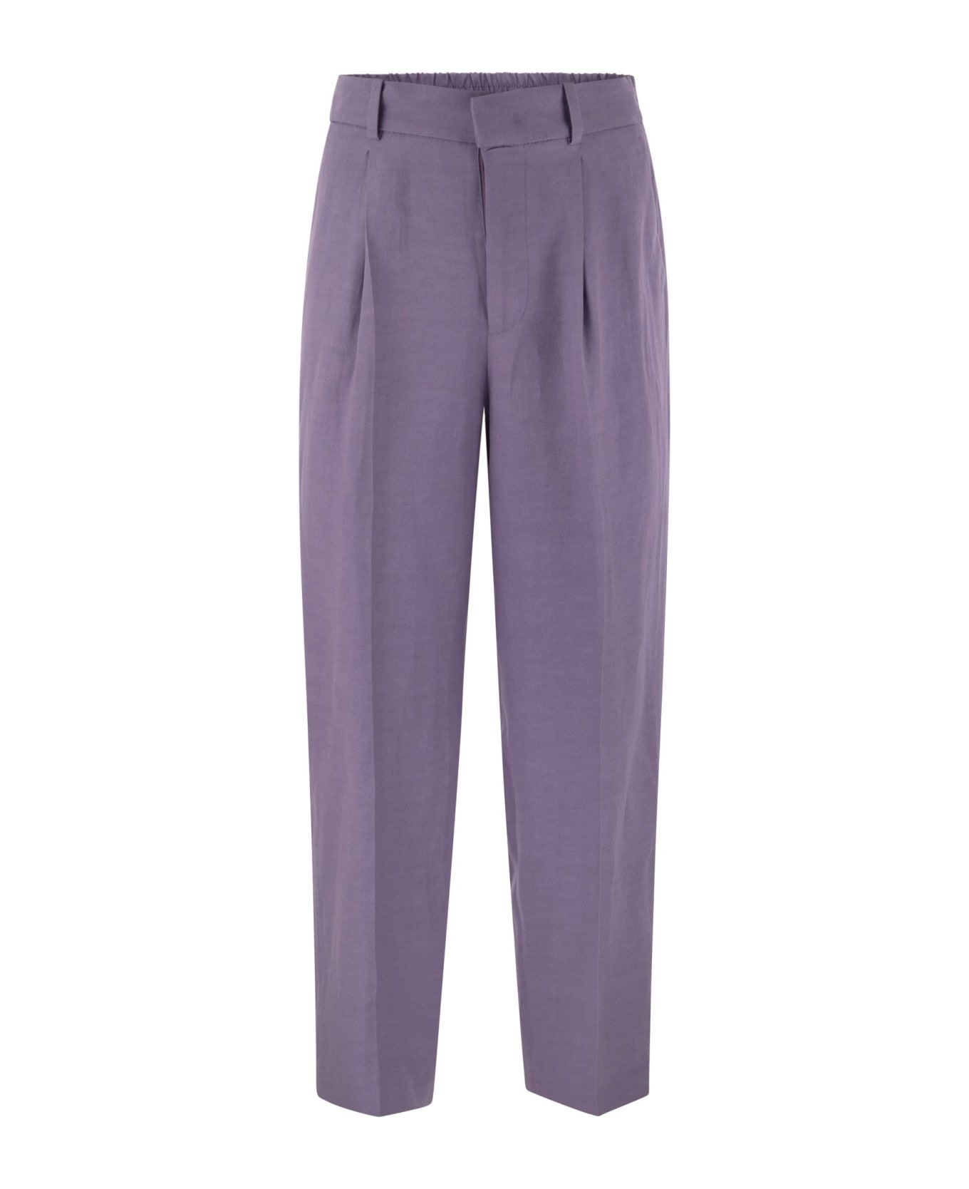 PT01 Daisy - Viscose And Linen Trousers - Lilac ボトムス