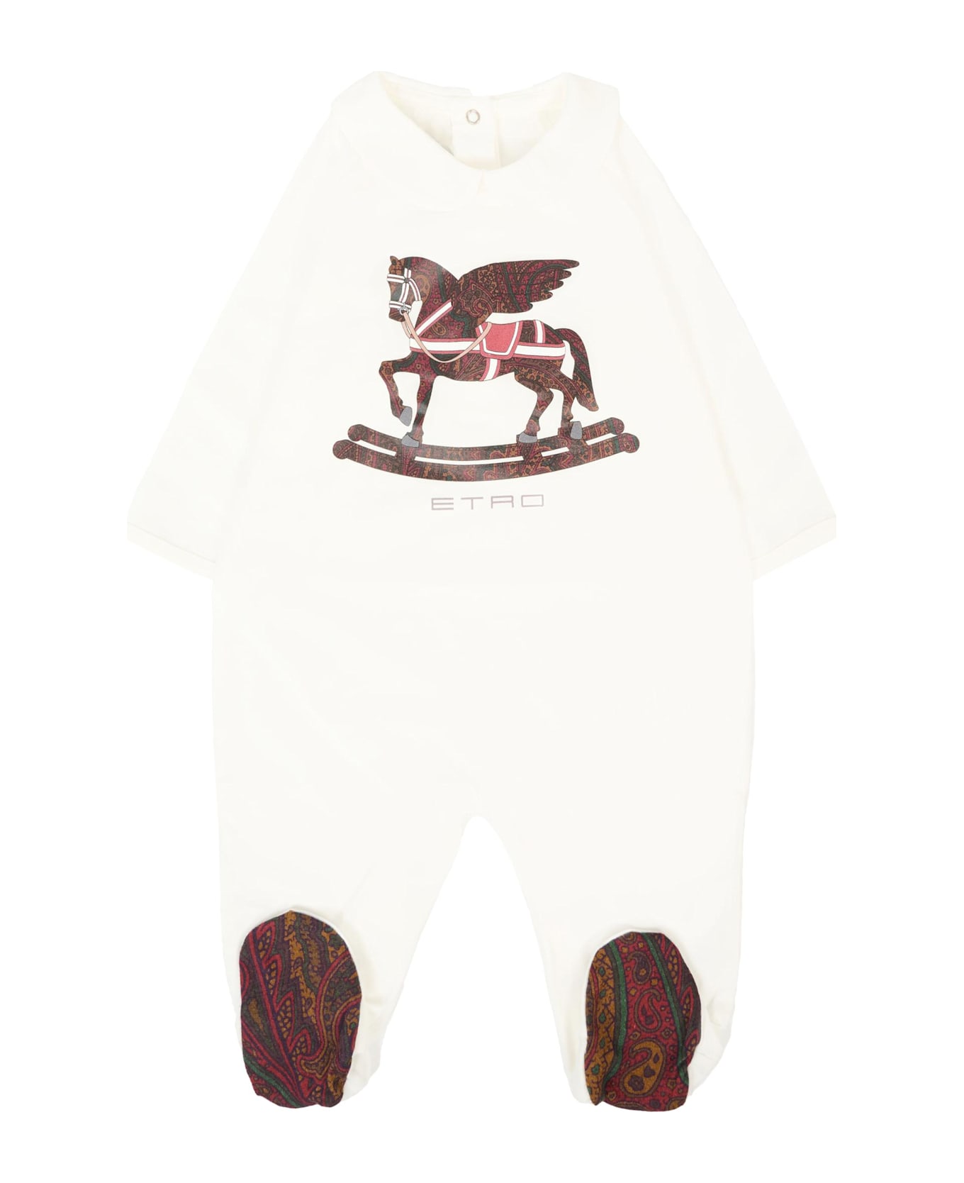 Etro Ivory Babygrow Set For Babykids With Pegasus - Ivory