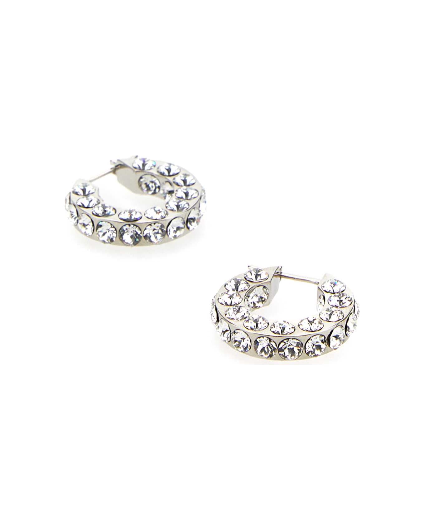 Amina Muaddi Embellished Metal Small Jahleel Earrings - WHITECRYSIL