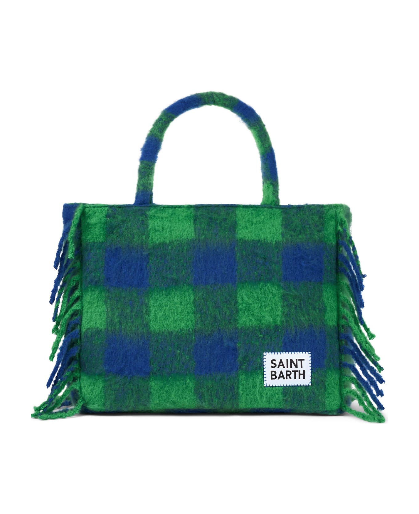 MC2 Saint Barth Vanity Blanket Shoulder Bag With Green And Blue Check - MULTICOLOR