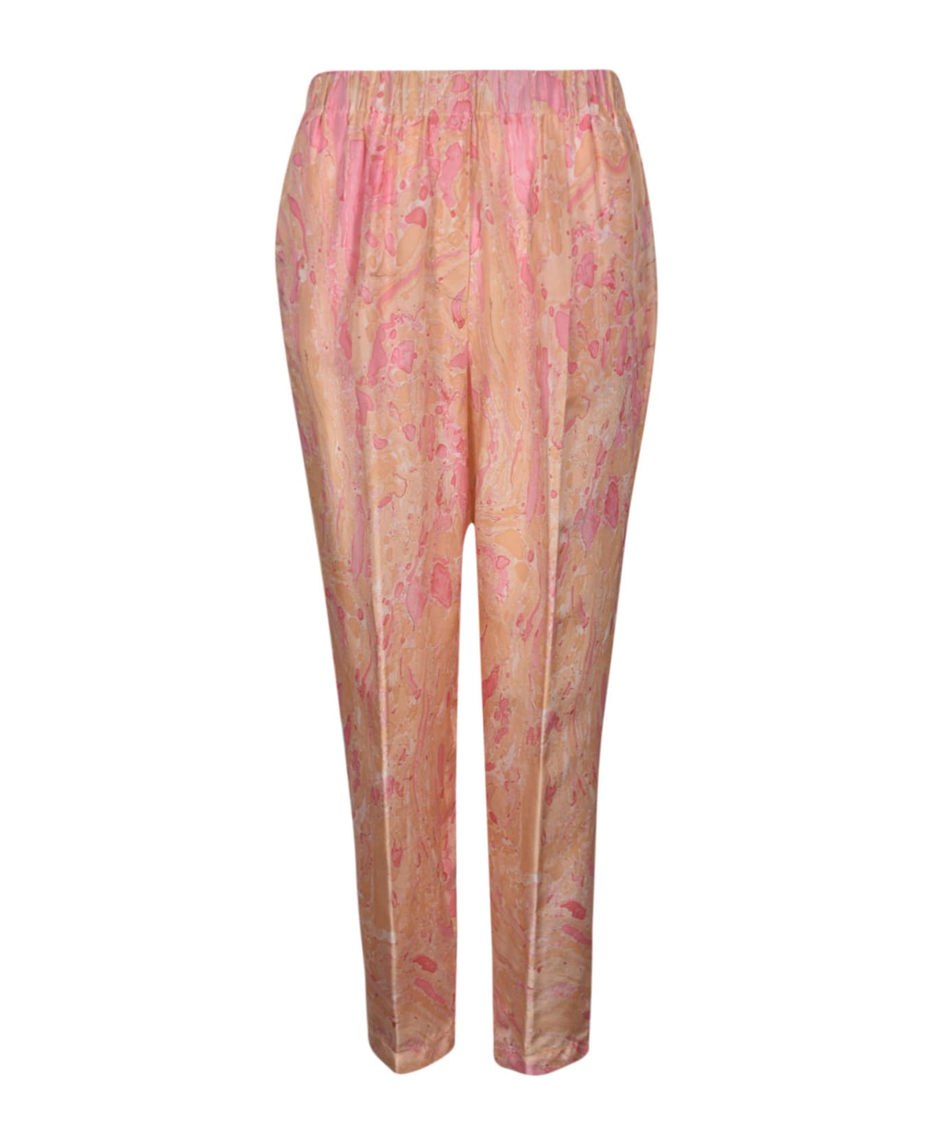 Forte_Forte Ribbed Waist Printed Trousers - Pink