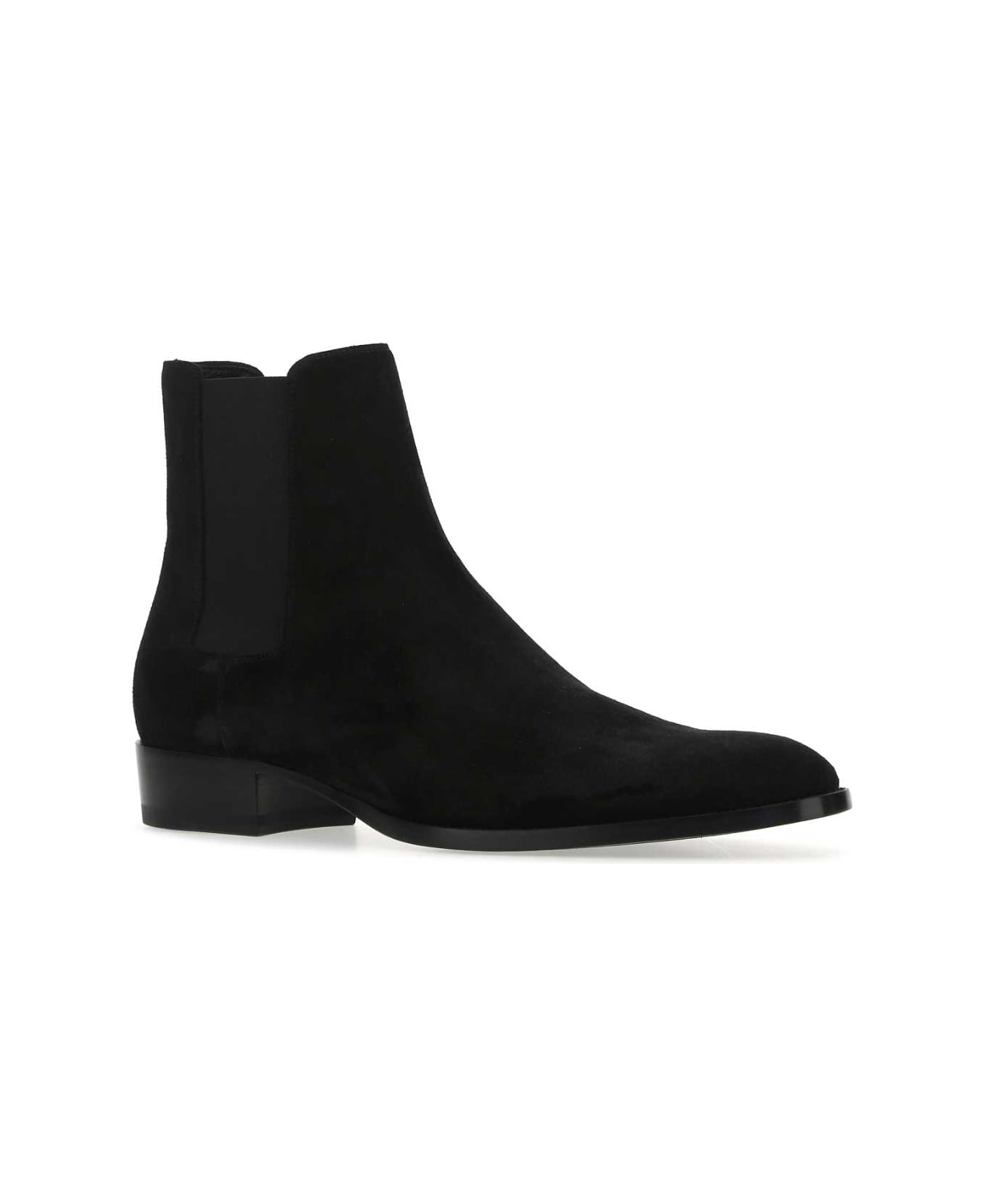 Saint Laurent Black Suede Wyatt Ankle Boots - 1000