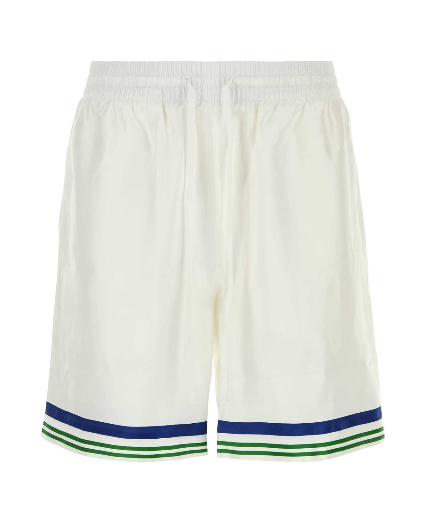 Casablanca White Satin Bermuda Shorts - TENNISMASCOT
