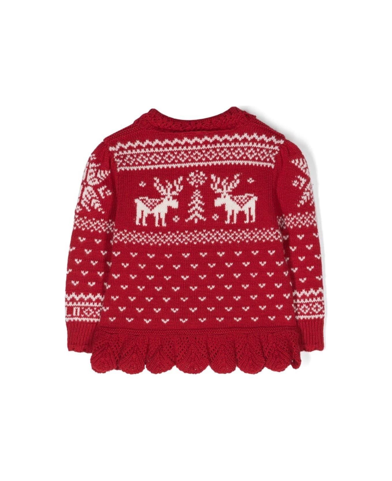 Polo Ralph Lauren Reindeer Sweater Cardigan - Park Ave Red Multi