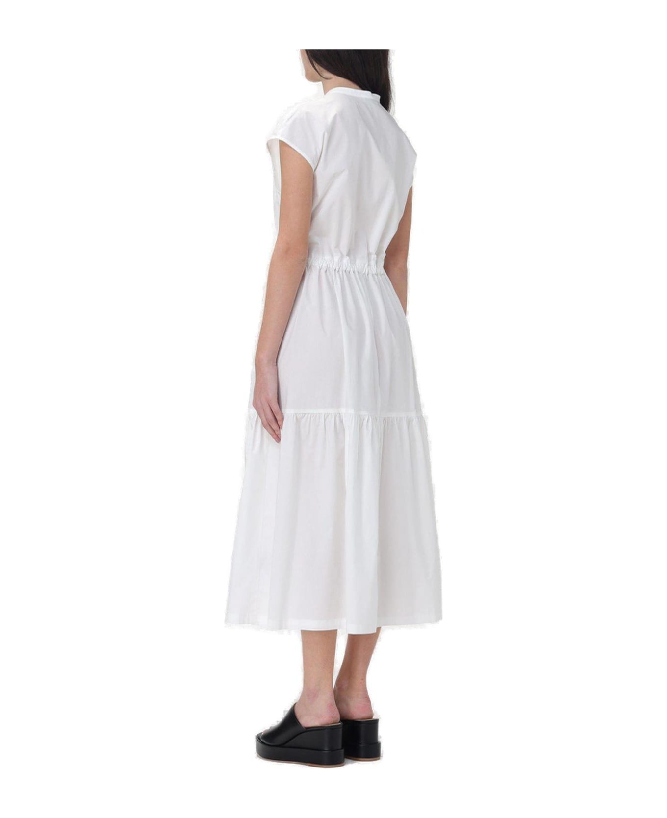 Woolrich Button Detailed Drawstring-waist Ruched Dress - Bianco
