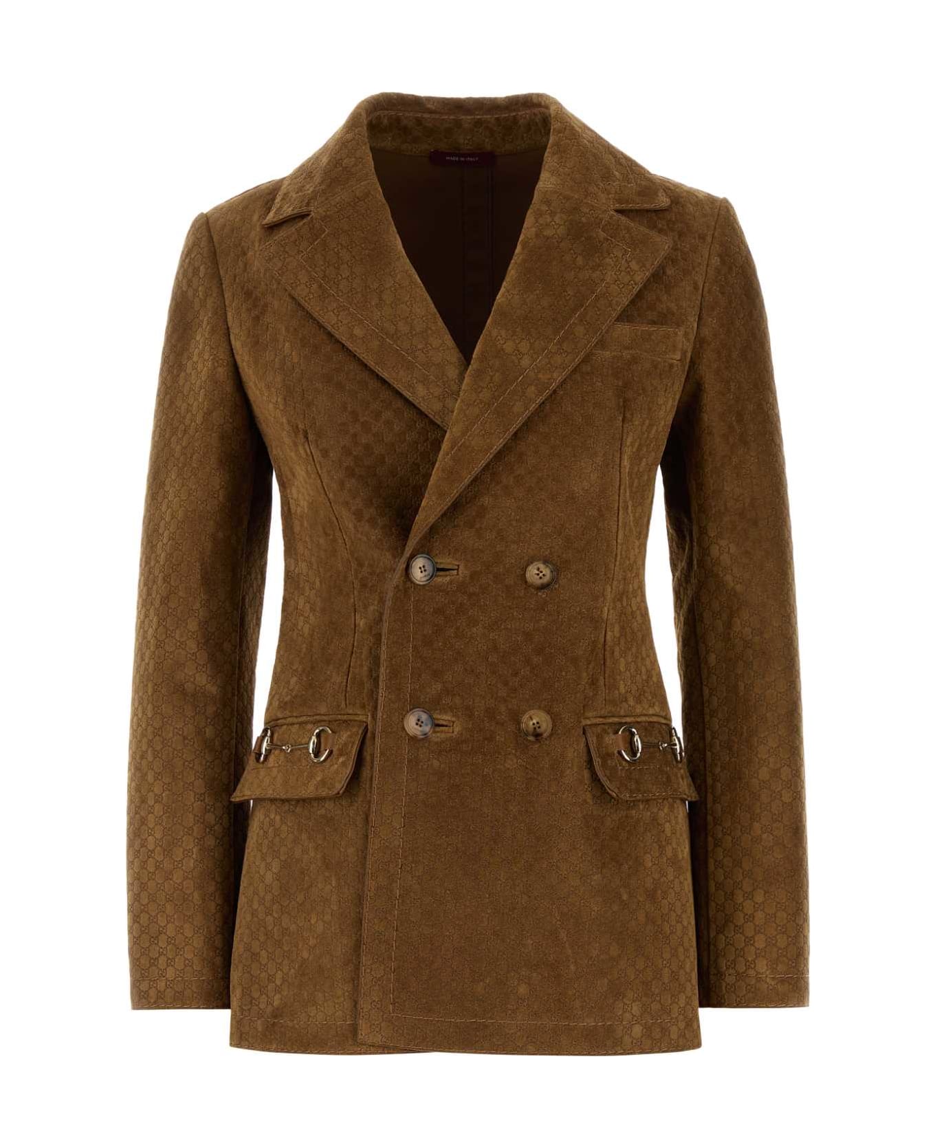 Gucci Brown Suede Blazer - CUIR