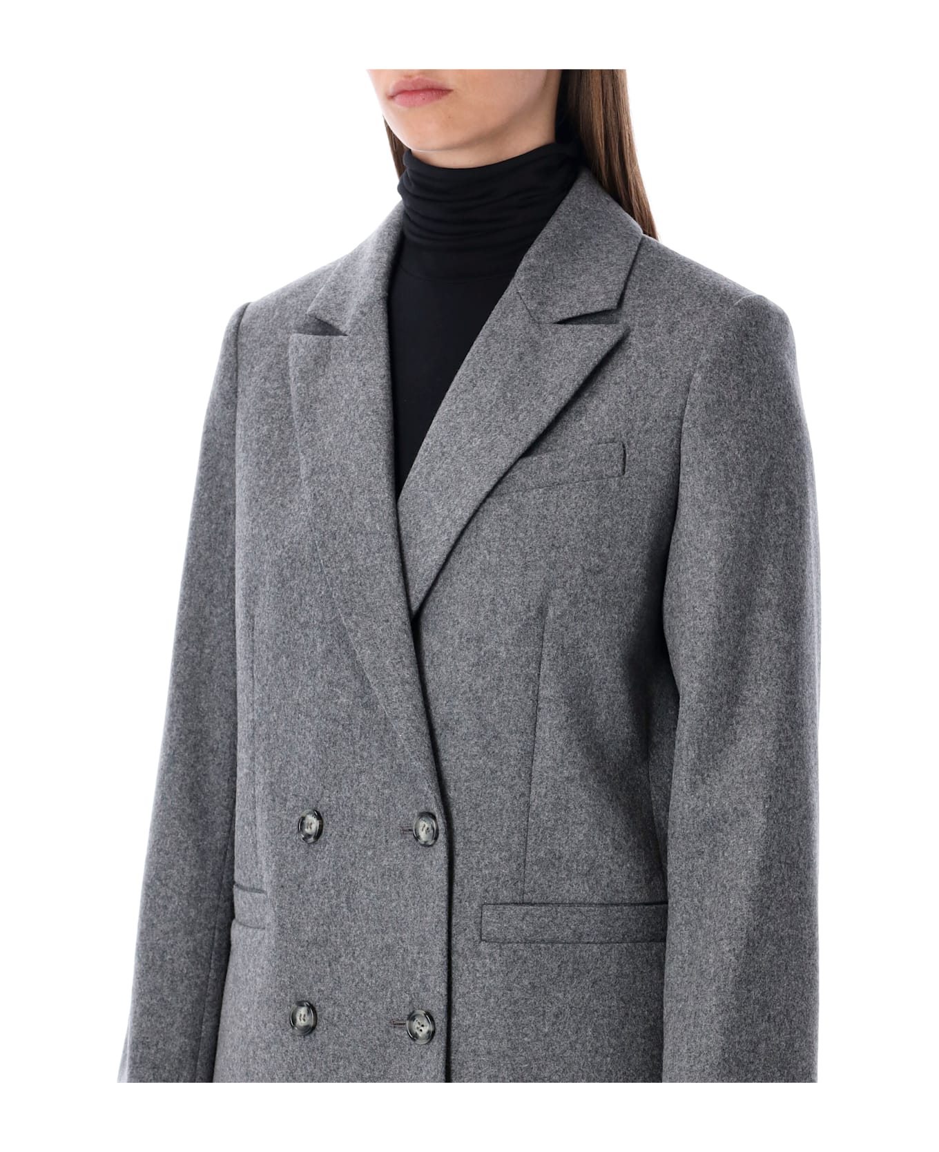 A.P.C. Lucy Double-breasted Wool Blazer - HEATER GREY