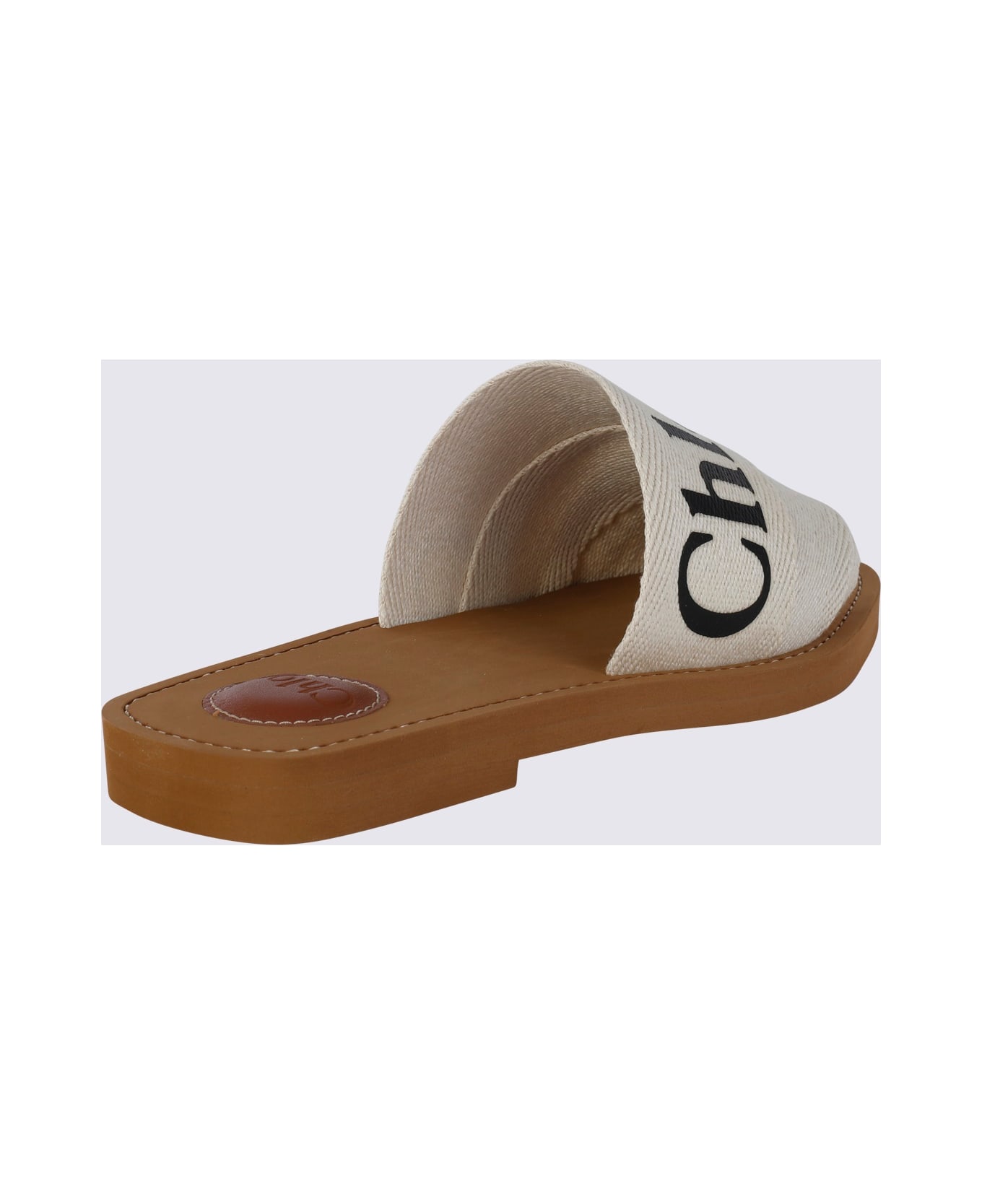 Chloé White Canvas Woody Flats - White