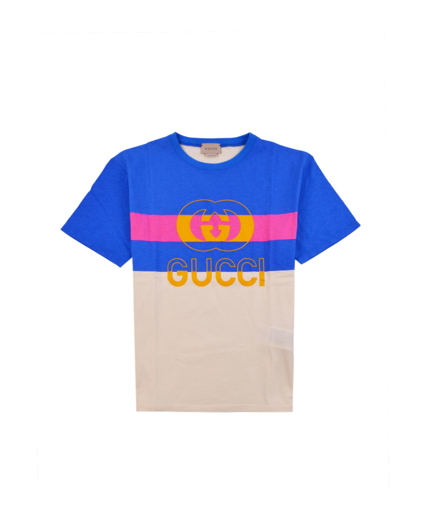 Gucci Cotton T-shirt With Web Motif - Multicolor