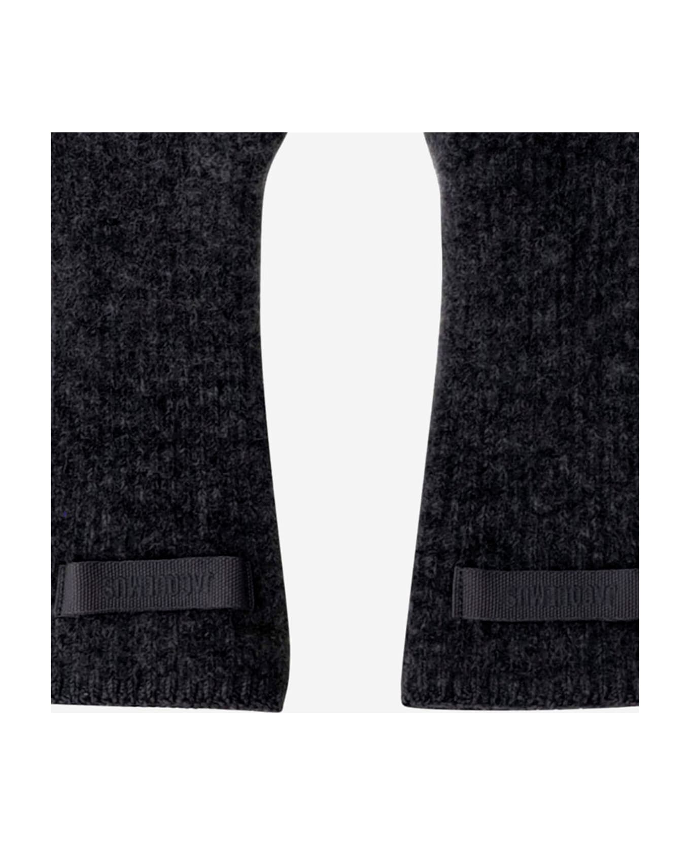 Jacquemus Wool Blend Gloves With Logo - Black