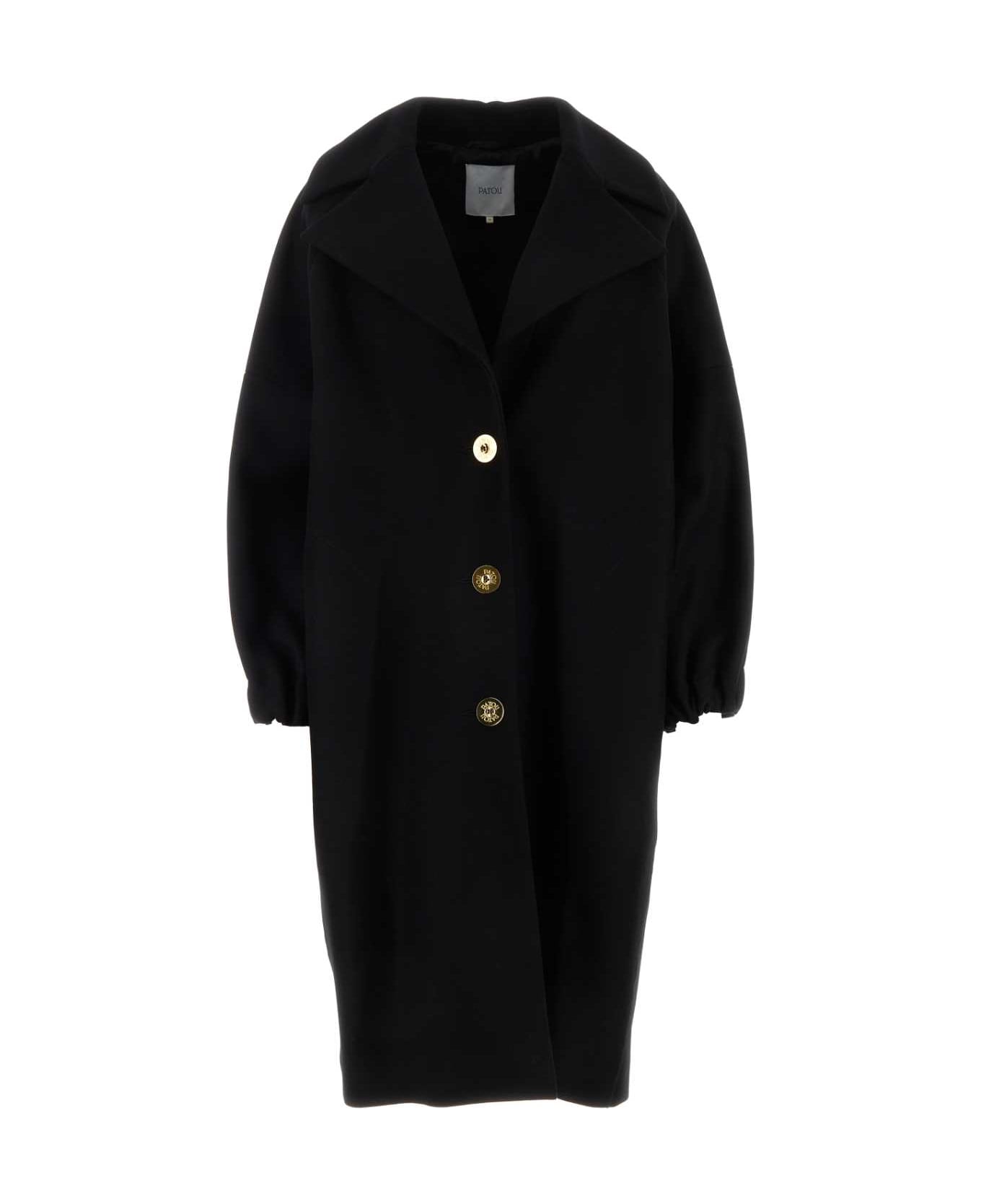 Patou Black Wool Blend Coat - BLACK