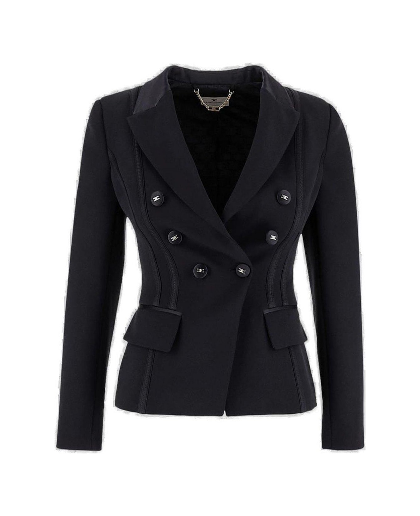 Elisabetta Franchi Satin Detailed Jacket - BLACK