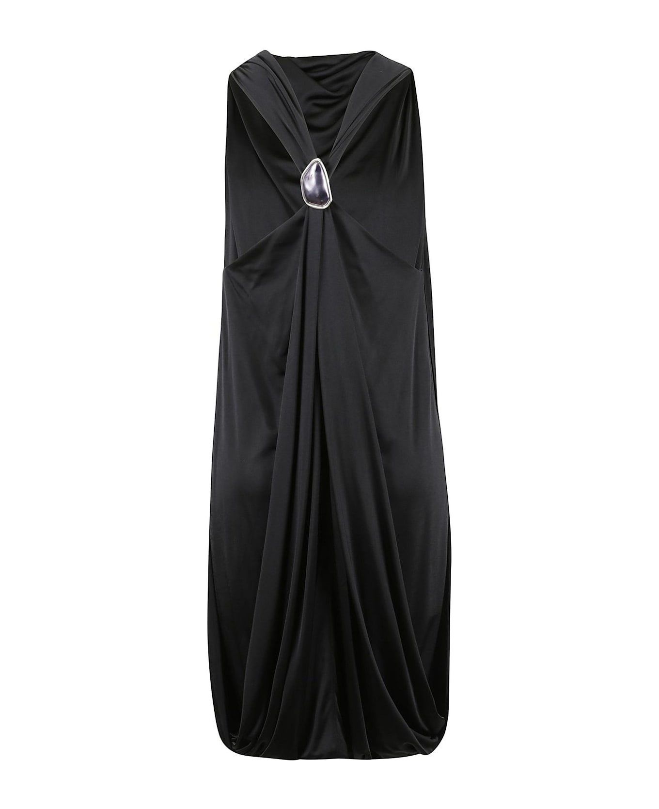 Lanvin Brooch-detailed Satin Midi Dress - noir