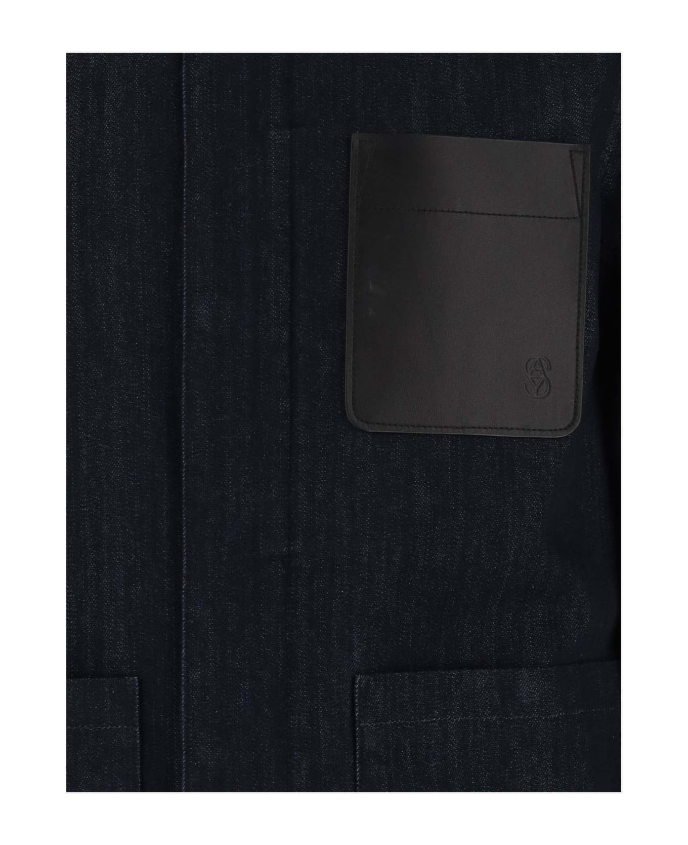 Yves Salomon Denim Jacket With Leather Application - Denim