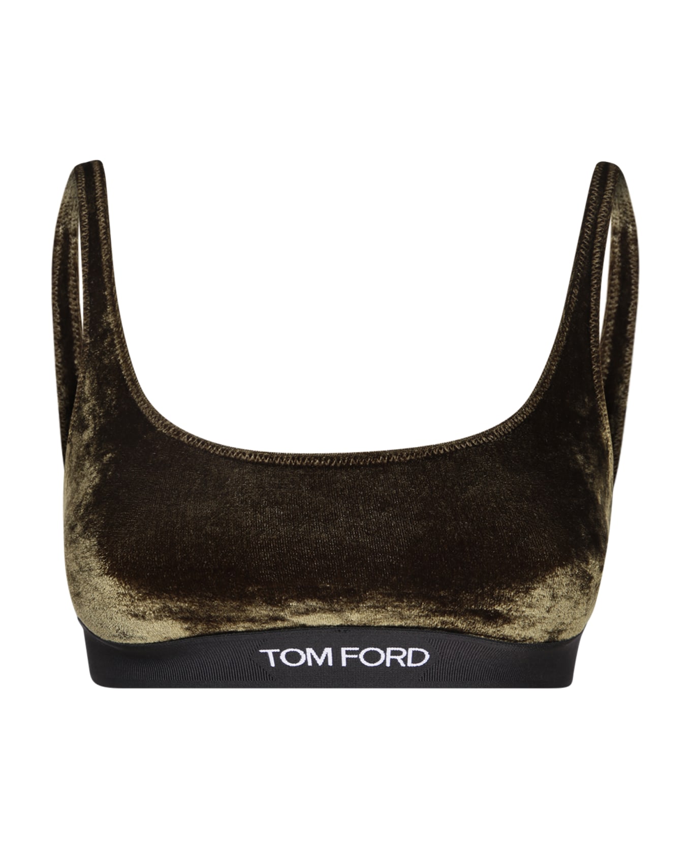 Tom Ford Logo-trim Velvet Bra - Beige