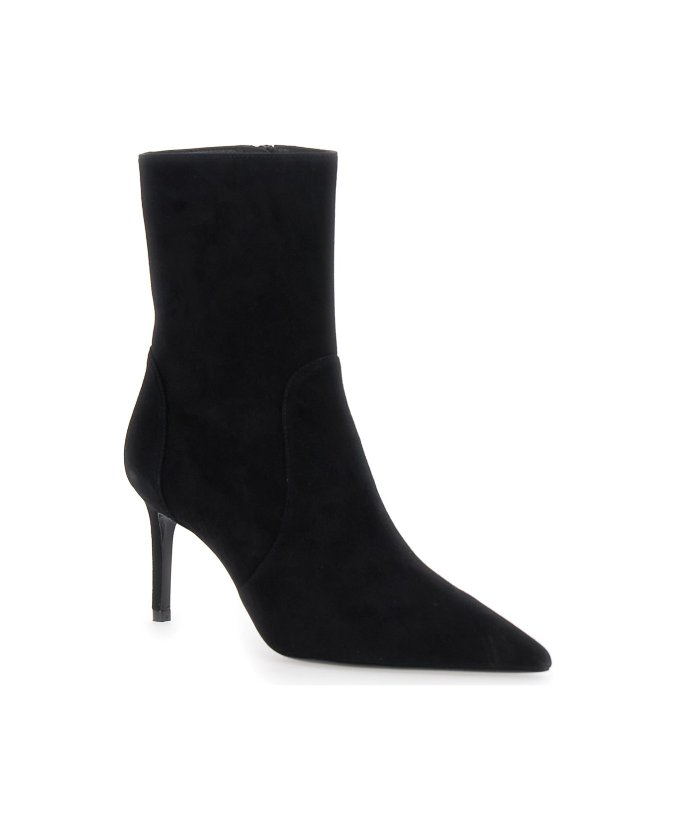 Stuart Weitzman Black Ankle Boots With Stiletto Heel And Zip Closure On The Side In Suede Woman - Black