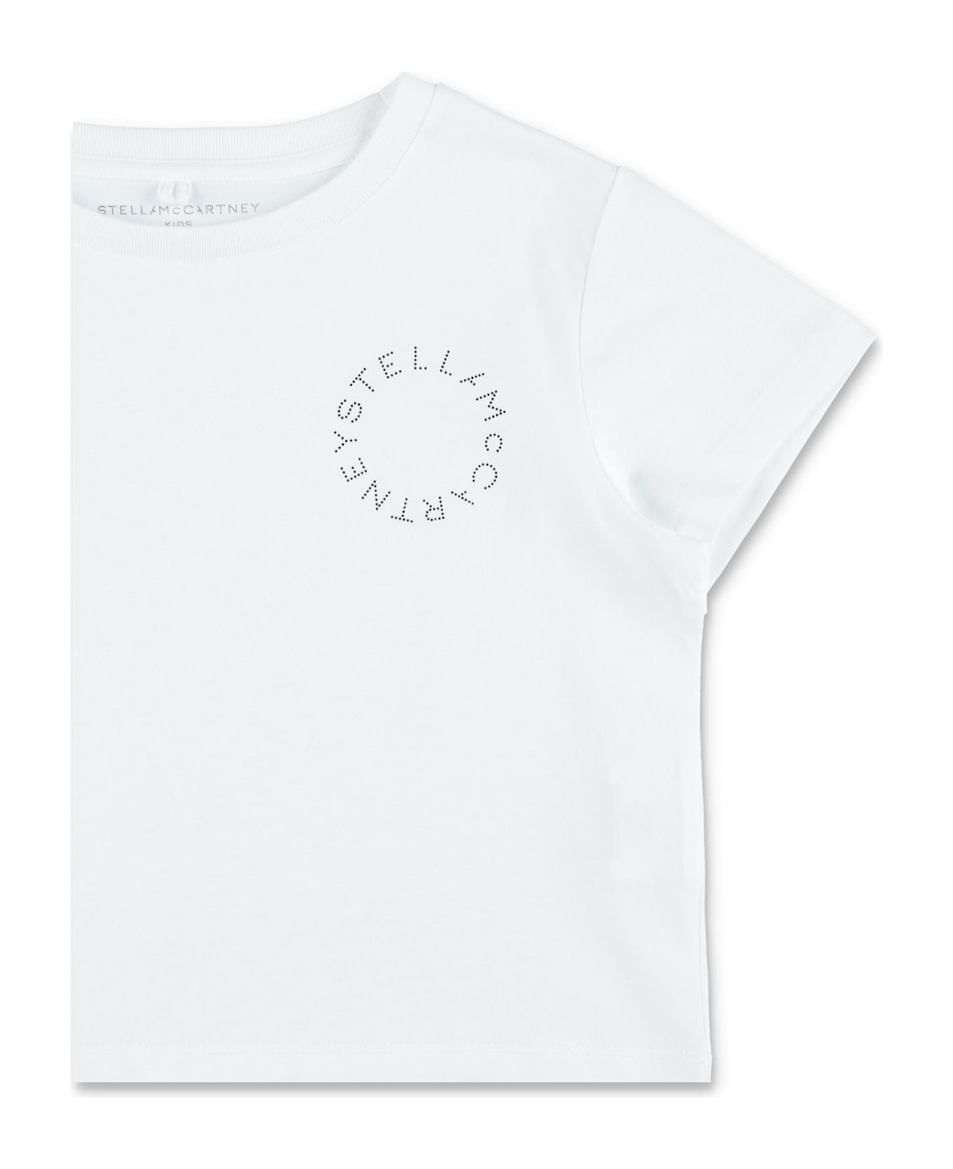 Stella McCartney Kids Circle Logo Cropped T-shirt - WHITE