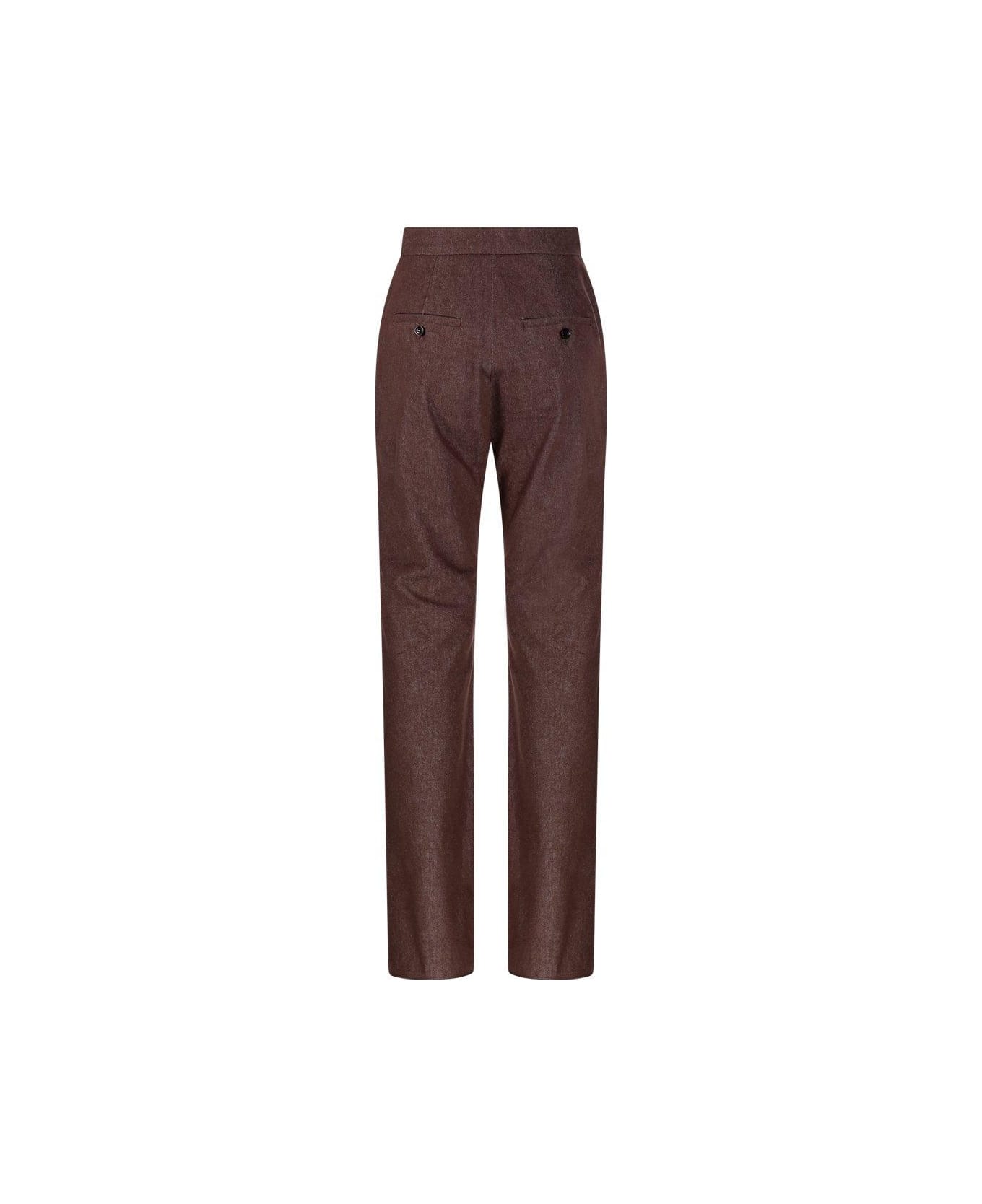 Max Mara Button Detailed Straight-leg Trousers - Brown