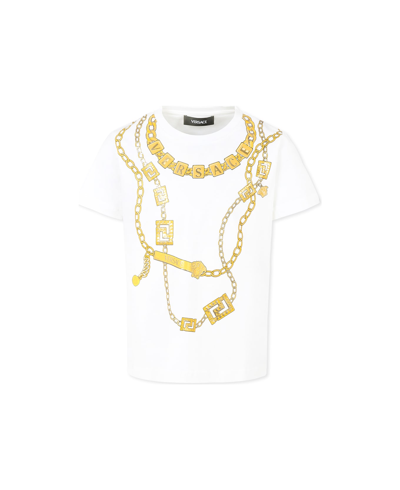 Versace White T-shirt For Kids With Logo - White