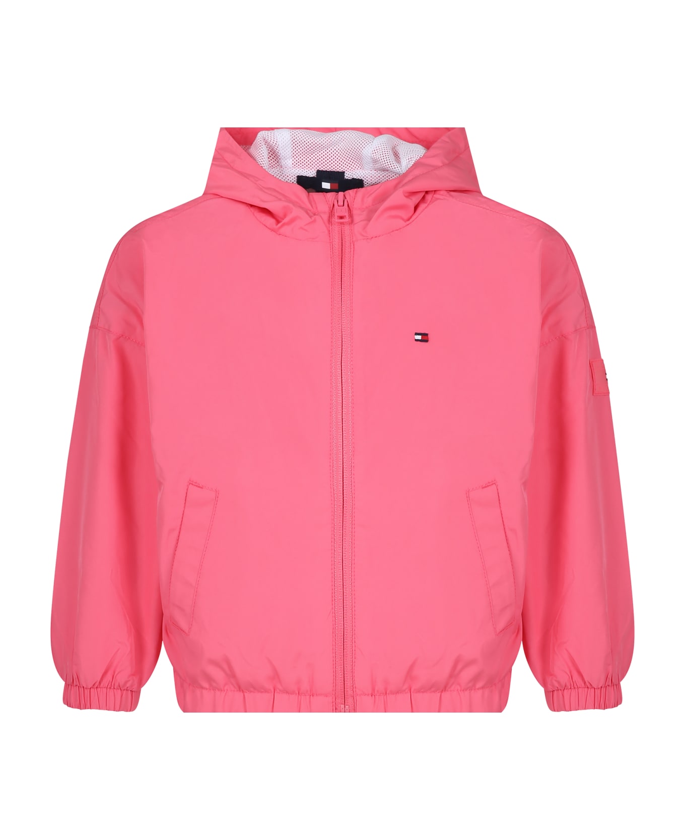 Tommy Hilfiger Fuchsia Windbreaker For Girl With Embroidery - Fuchsia