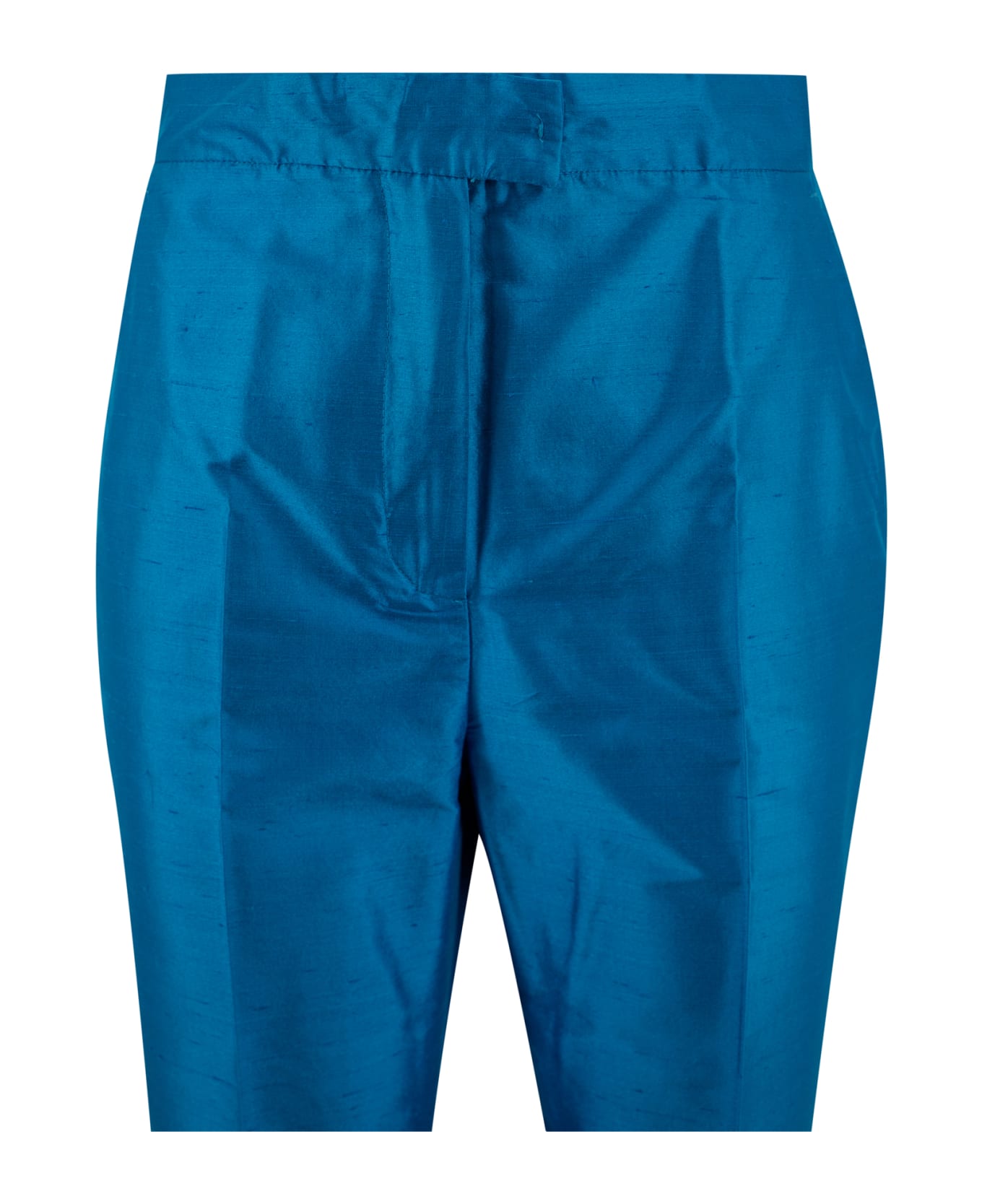 Max Mara Studio Silk Shantung Straight Pants - Clear Blue ボトムス