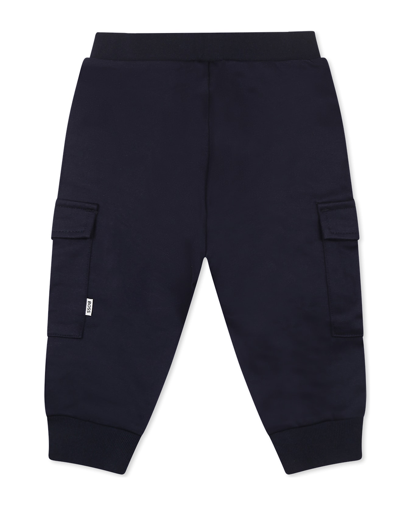 Hugo Boss Blue Trousers For Baby Boy With Logo - Blue