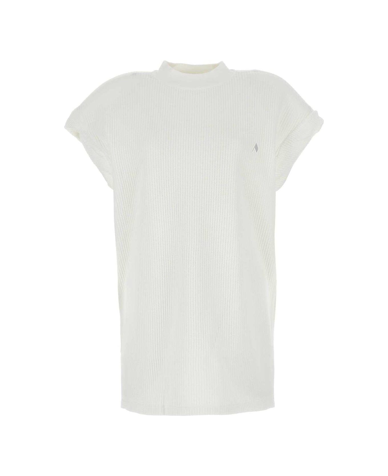 The Attico Shoulder-padded Waflle-effect Crewneck T-shirt - White