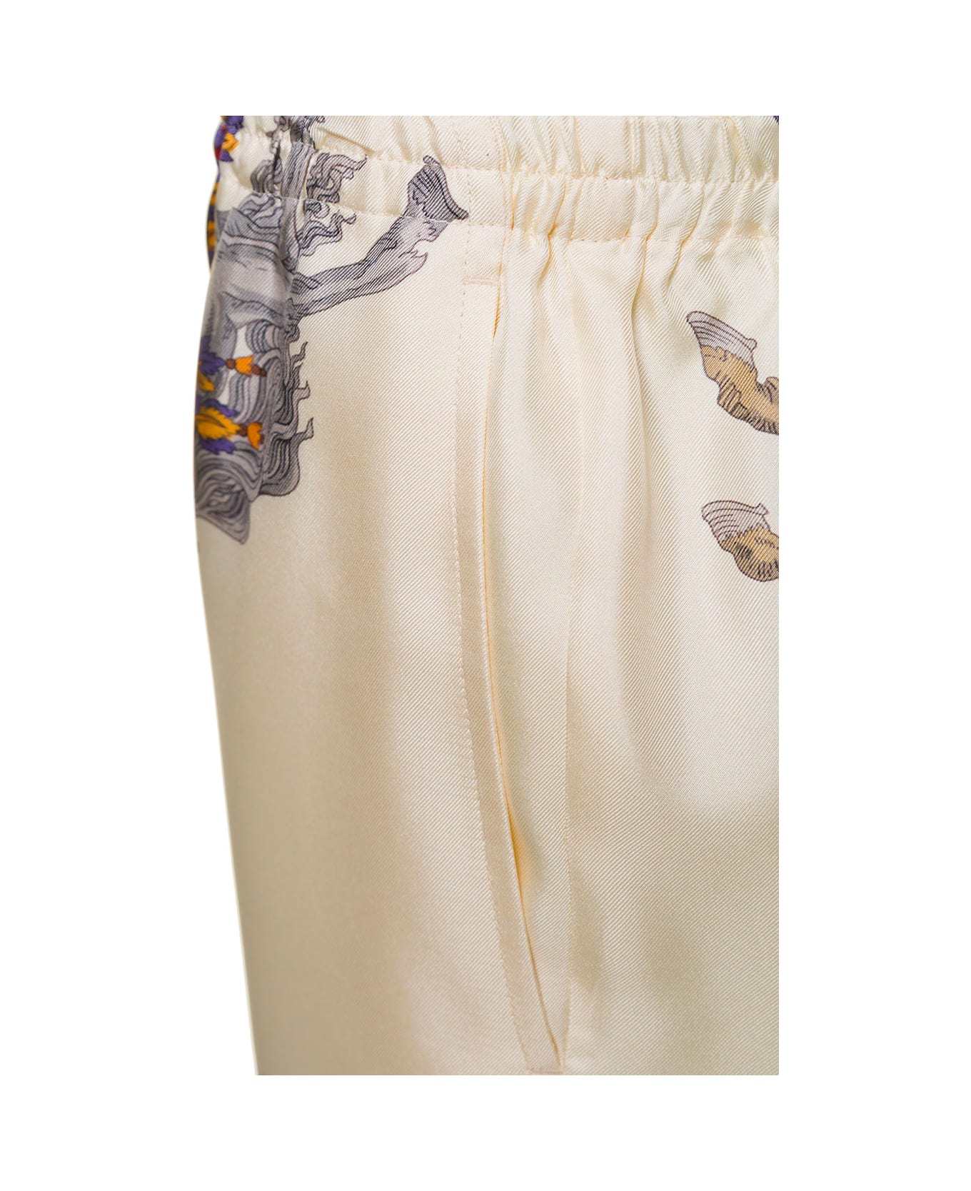 Gucci White Shorts With Graphic Multicolor Print All-over In Silk Man - Multicolor ショートパンツ