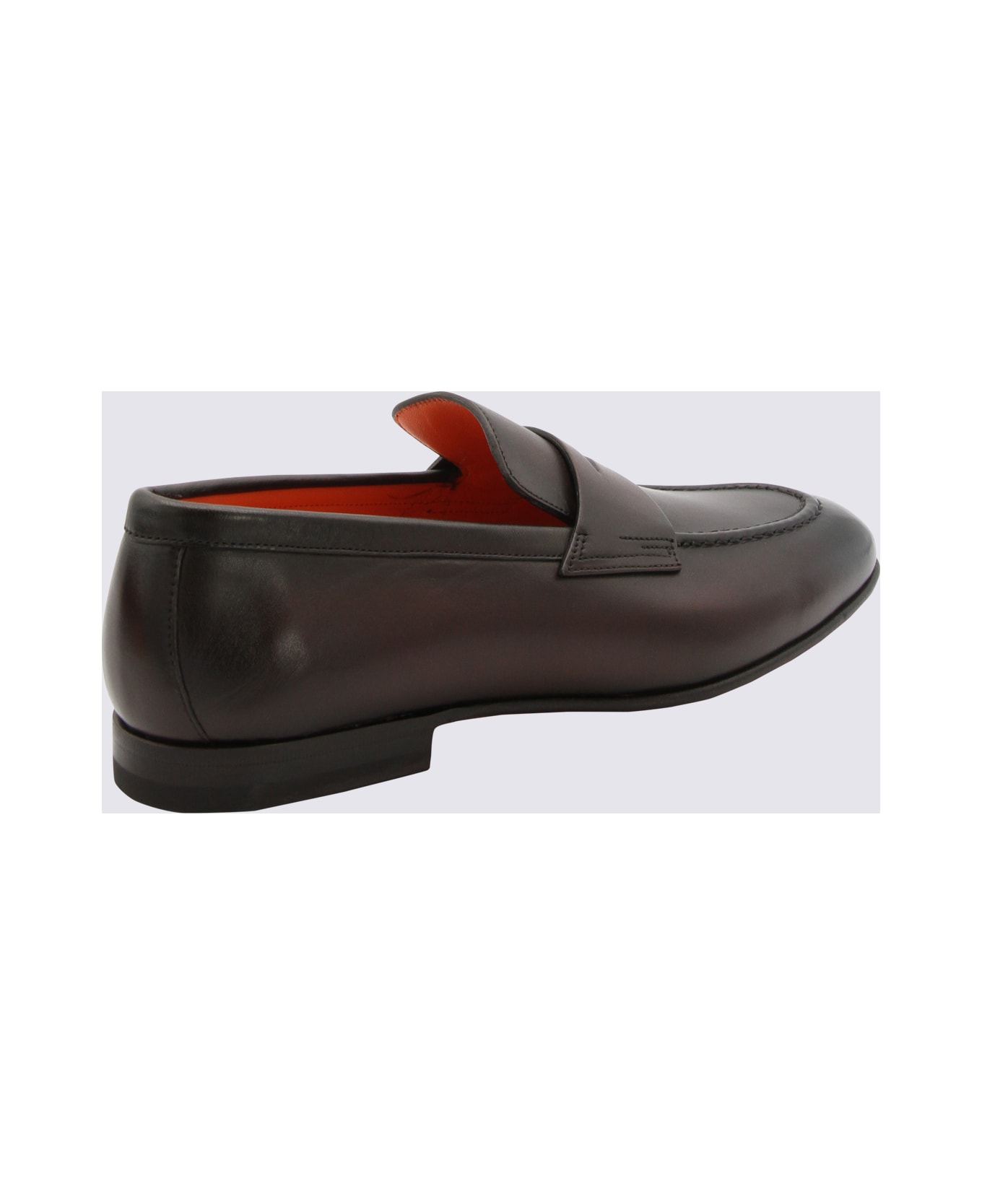 Santoni Brown Leather Loafers - Brown