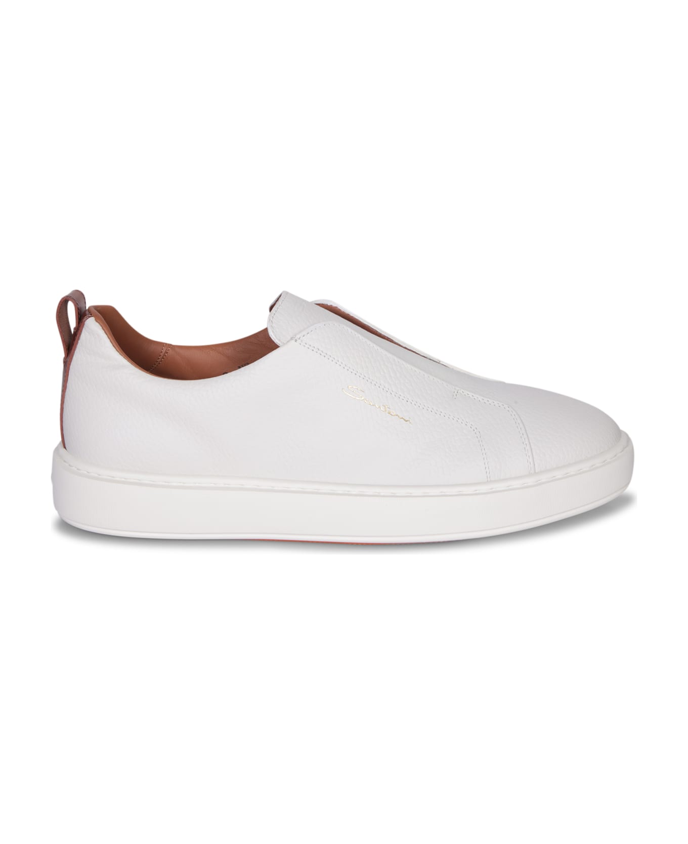 Santoni Victory Grain White Sneakers - White