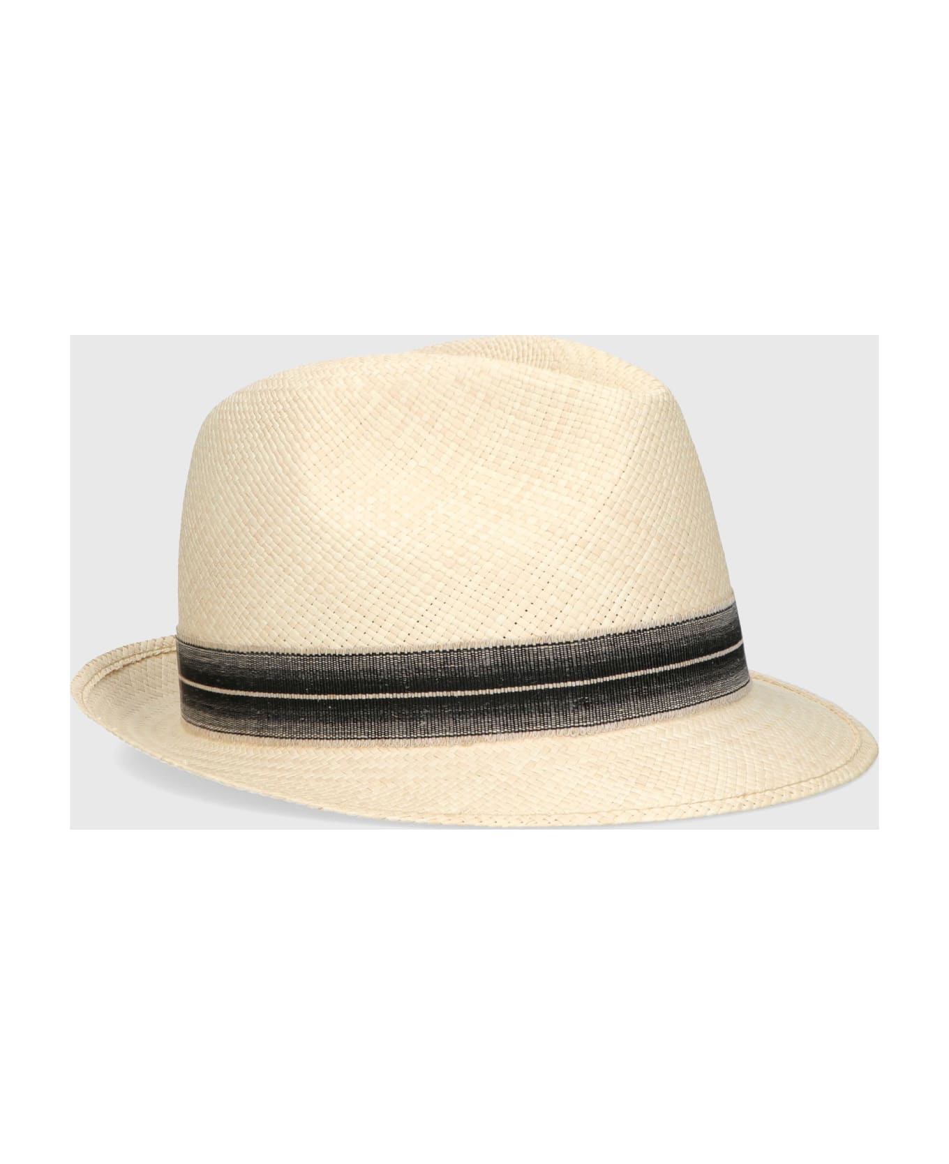 Borsalino Trilby Panama Quito - NATURAL, BLACK/CREAM HAT BAND 帽子