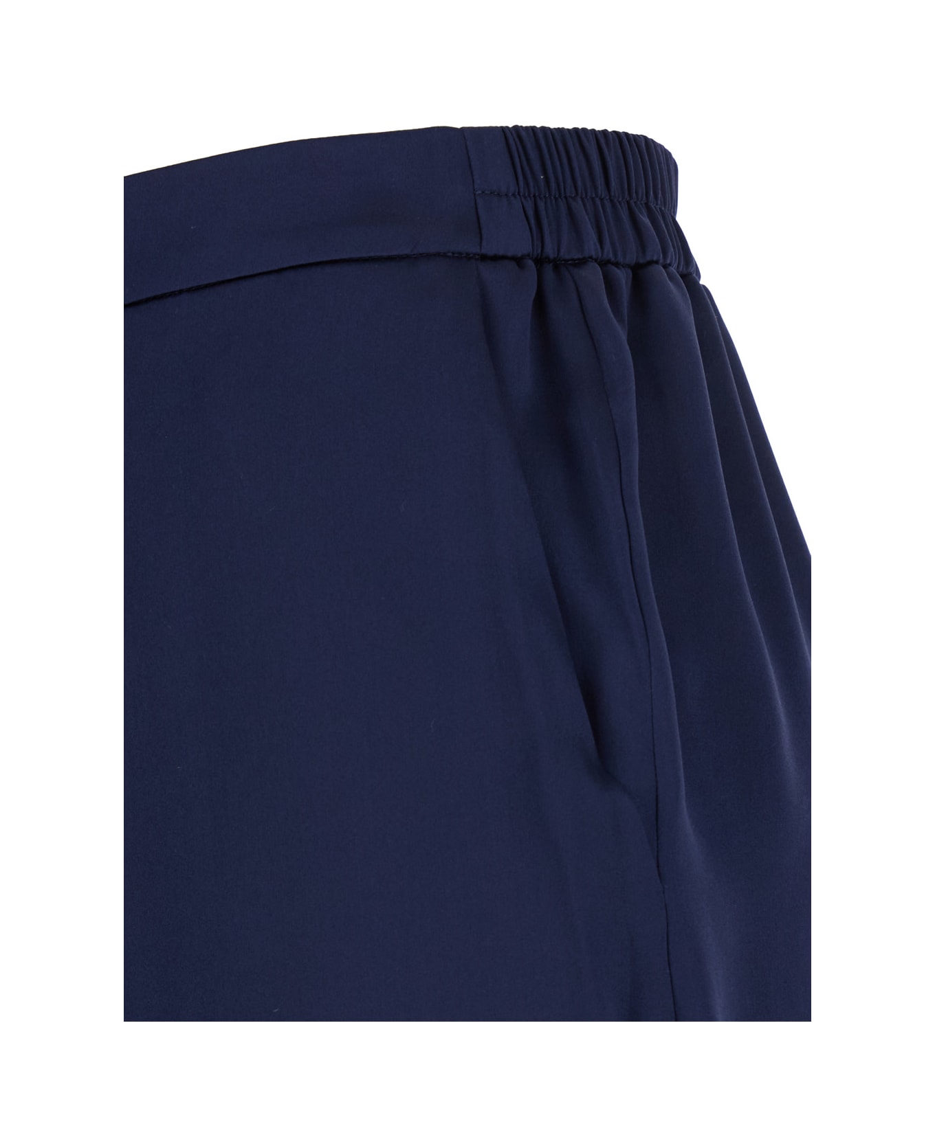 Momonì 
blocos
 Dark Blue Trousers With Elastic Waist In Silk Woman - Blu
