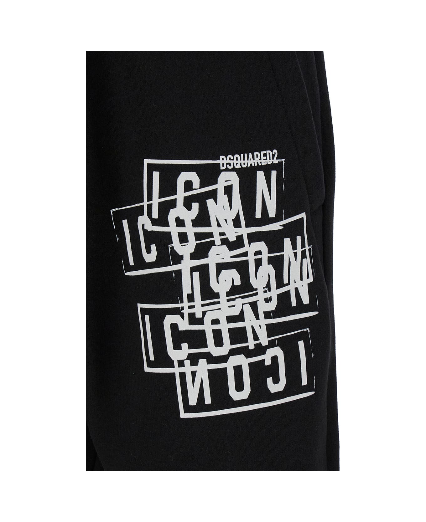 Dsquared2 Jogger Pants With Icon Logo Print In Cotton Man - Black