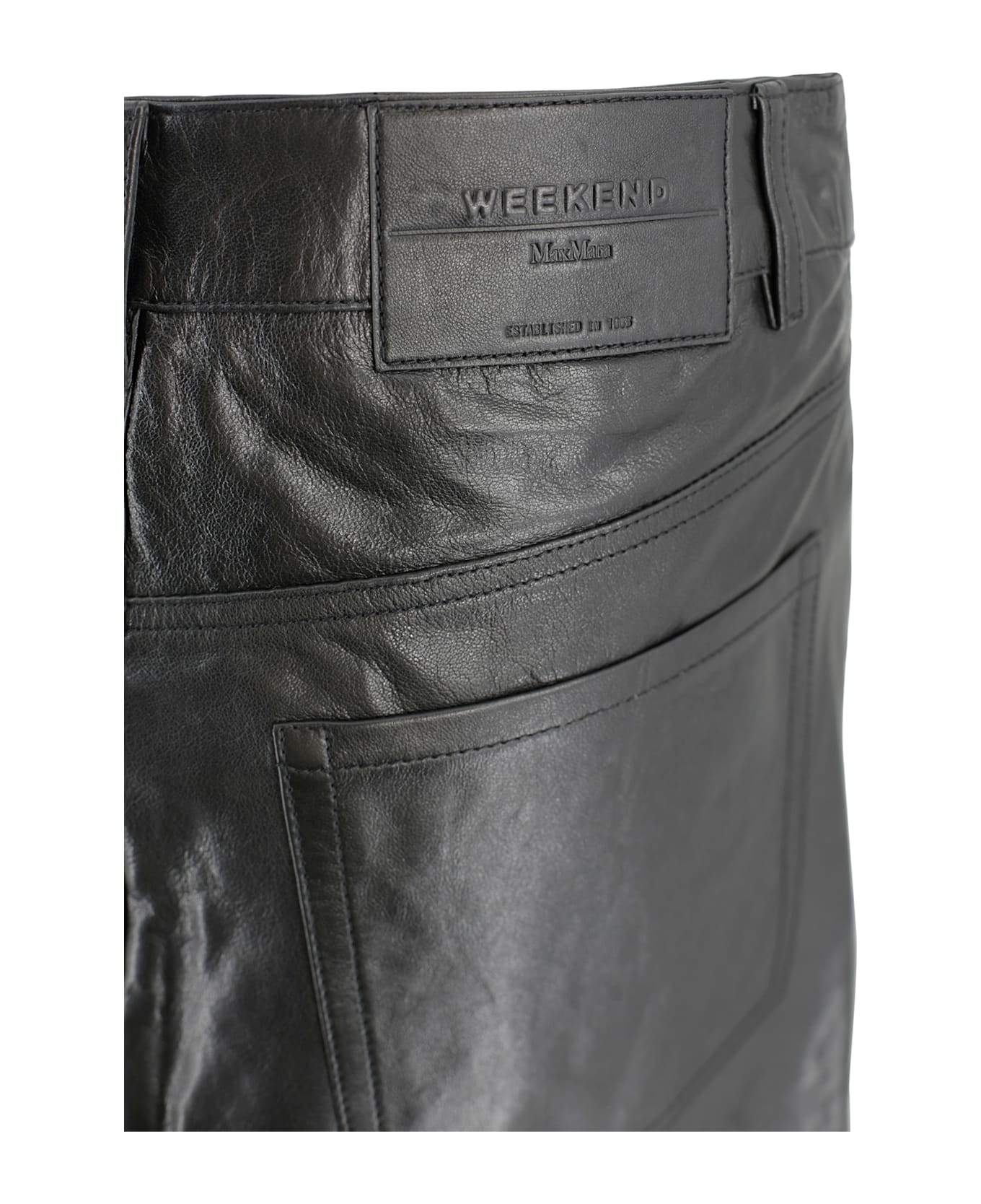 Weekend Max Mara Nappa Leather Mini Skirt - Black