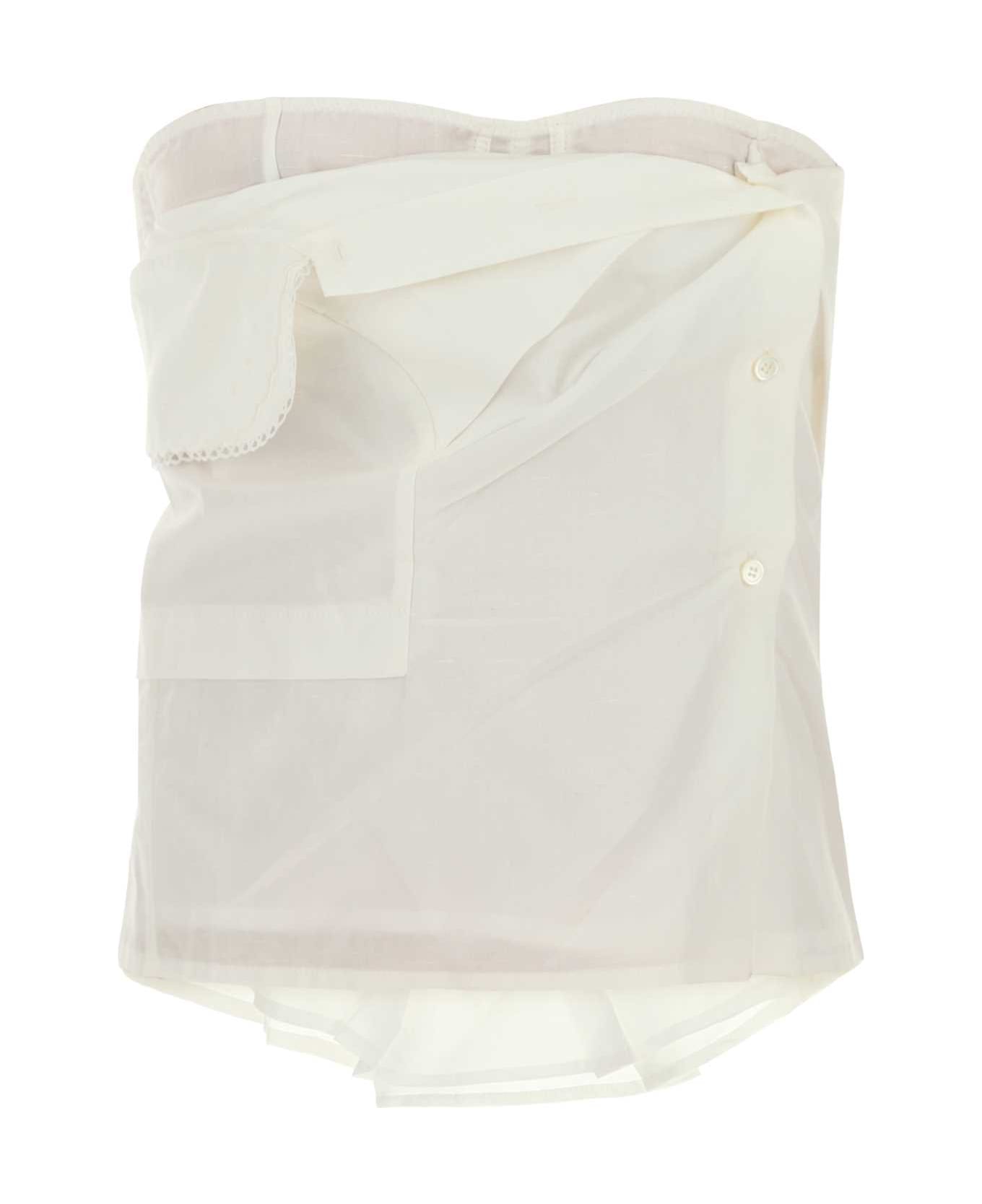 White Poplin Top - Thumbnail 2
