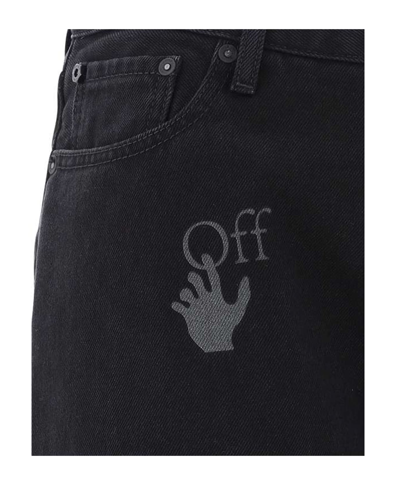 Off-White Cotton Logo Denim Jeans - Black