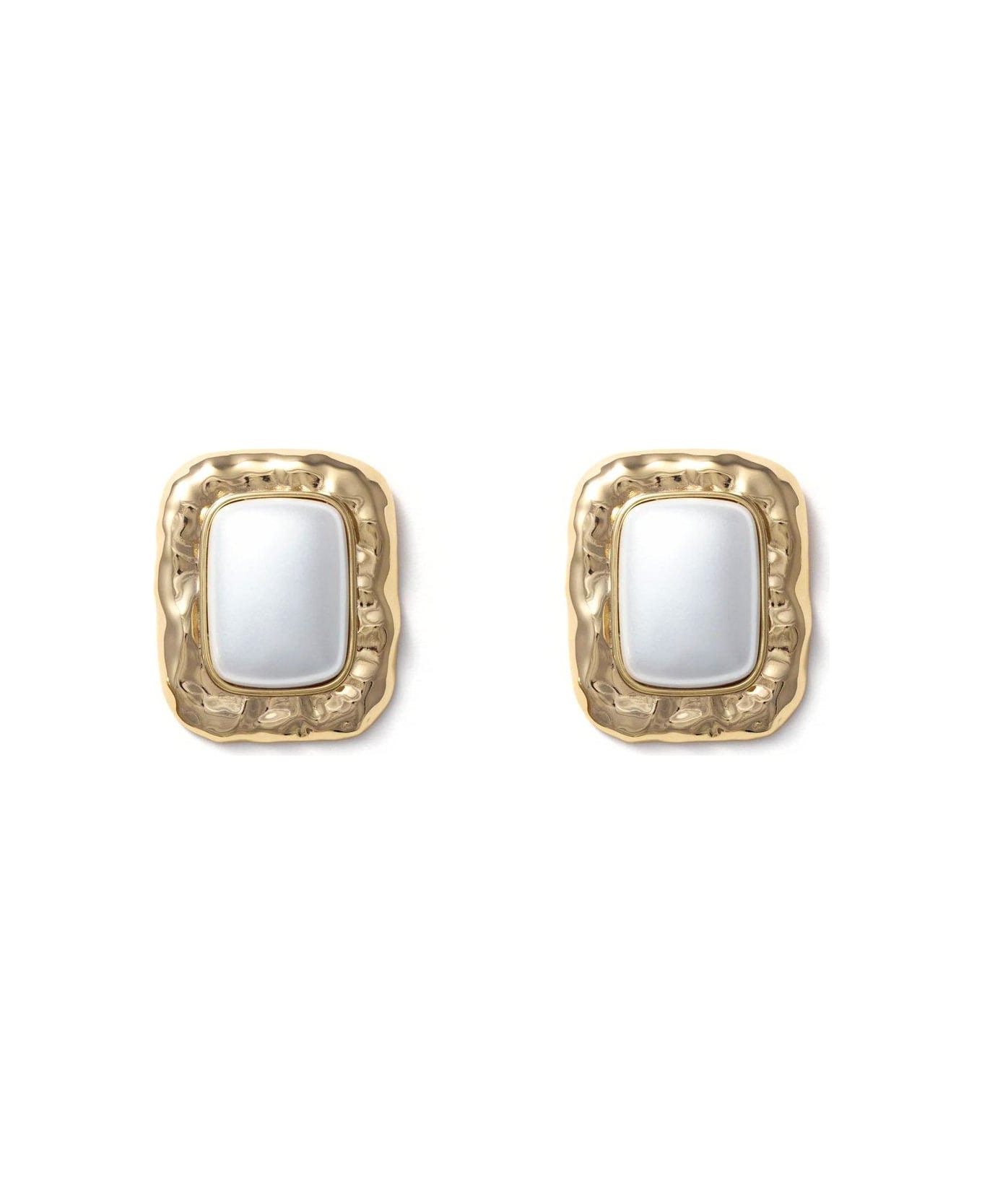 self-portrait Mottled Embellished Earrings - Gold