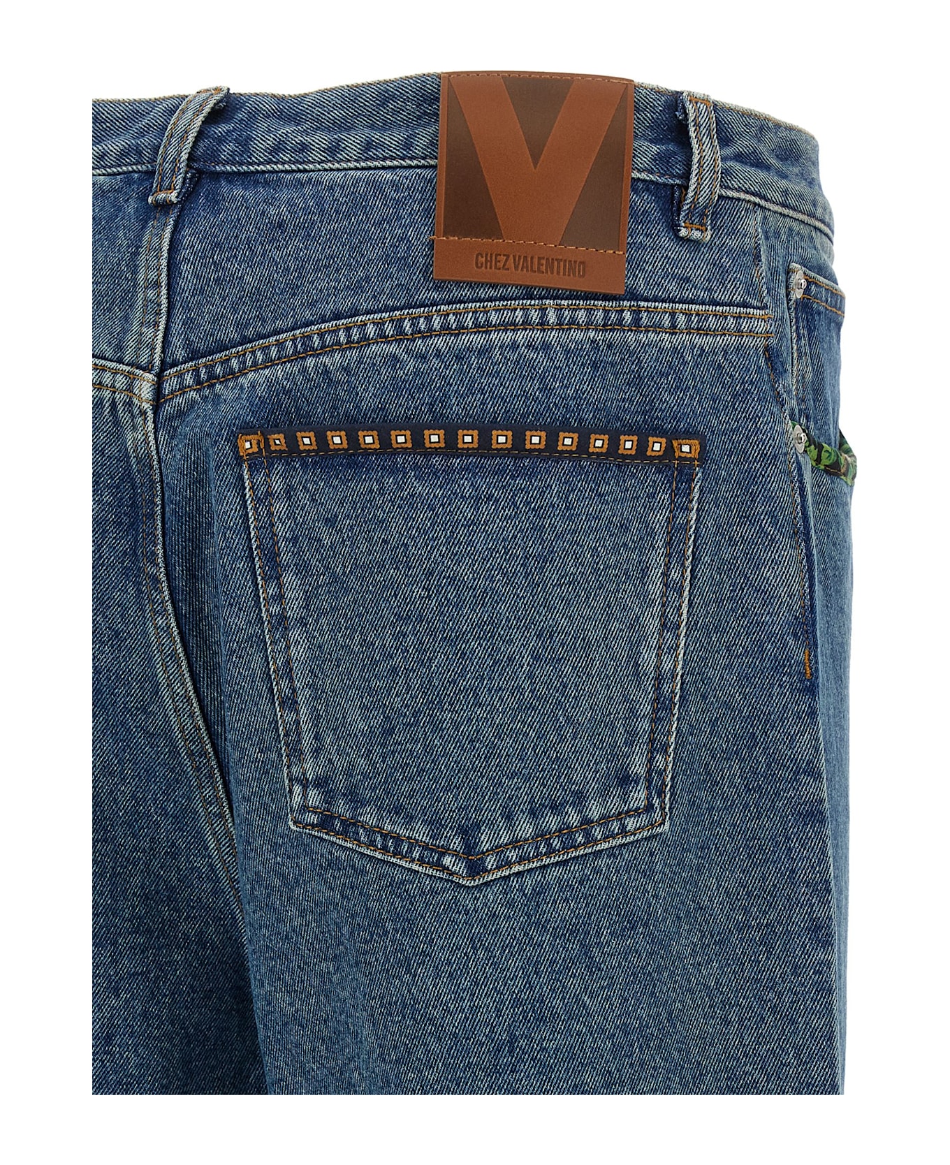Valentino Garavani Floral Insert Jeans - Blue