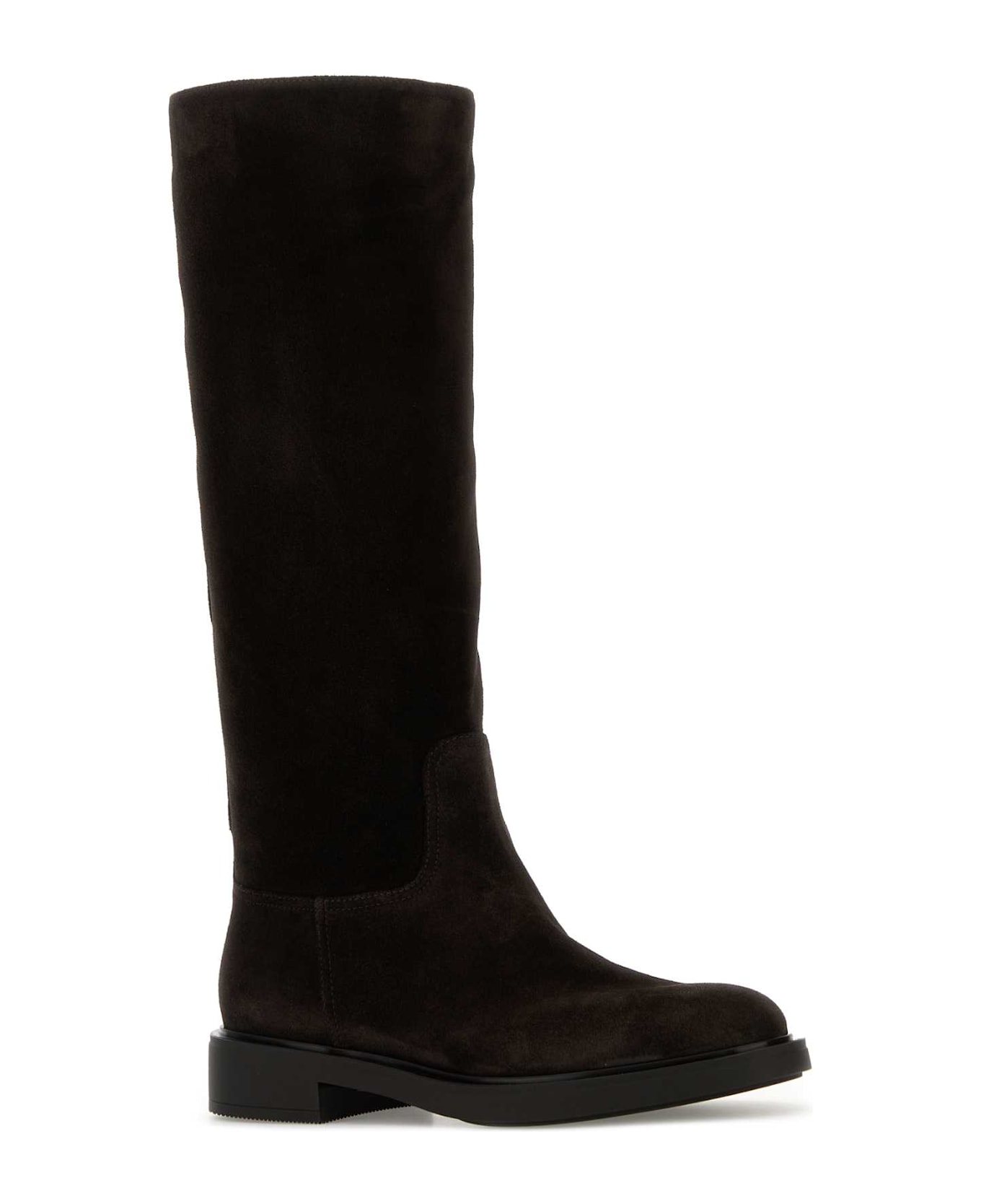 Gianvito Rossi Dark Brown Suede Ascott Boots - DARKBROWN