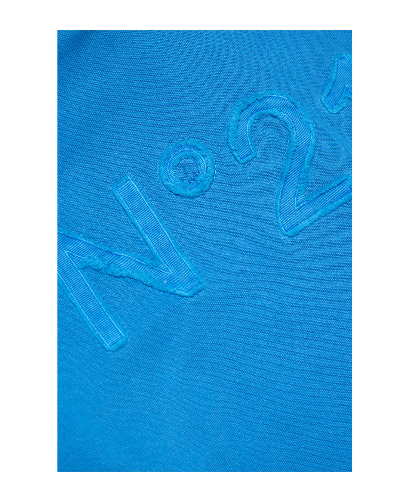 N.21 N21s165u Over Sweat-shirt N°21 Light Blue Vintage-effect Hooded Sweatshirt With Textured Logo - New light blue