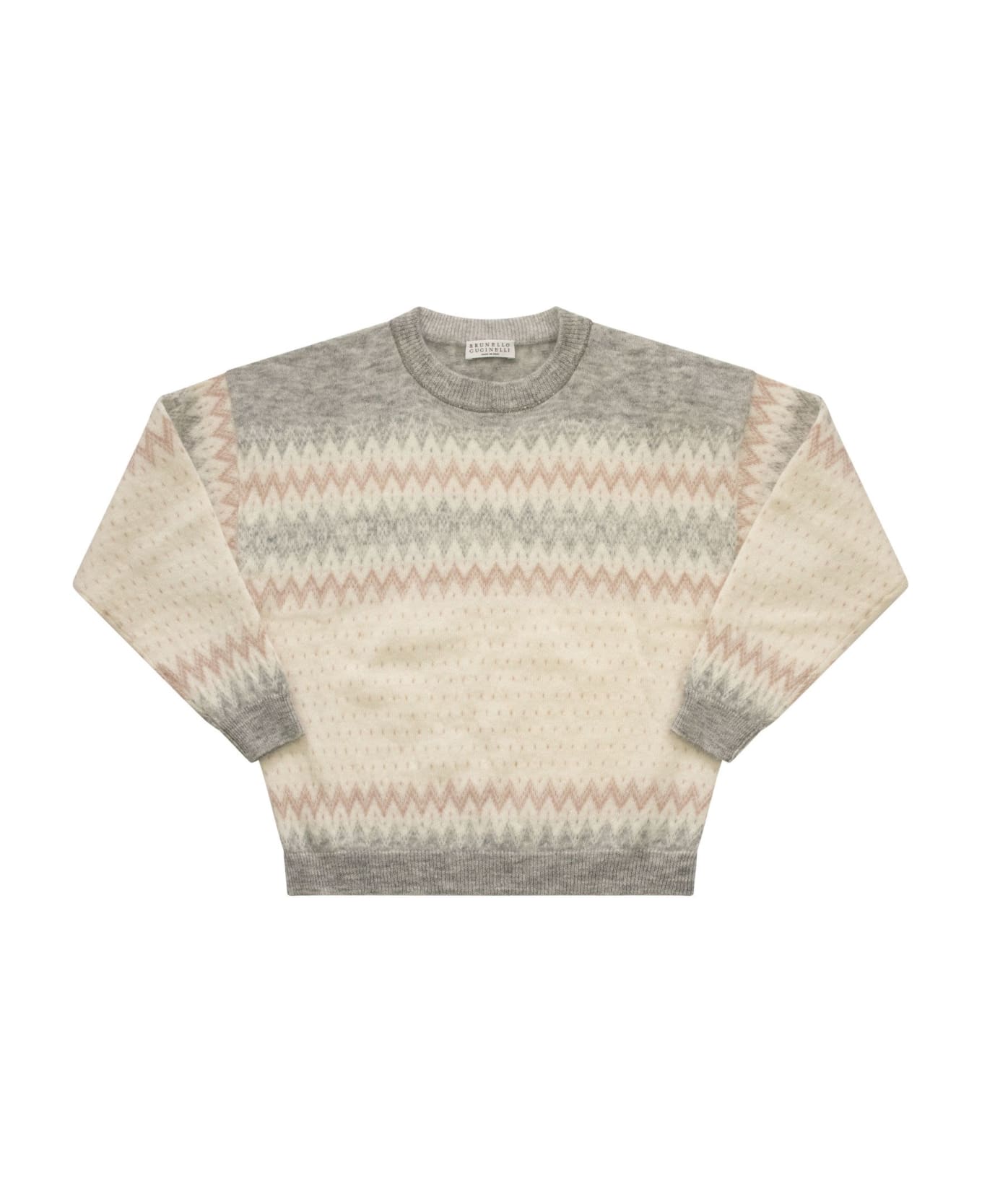 Brunello Cucinelli Mohair And Wool Blend Knitwear - Grey/panama/pink