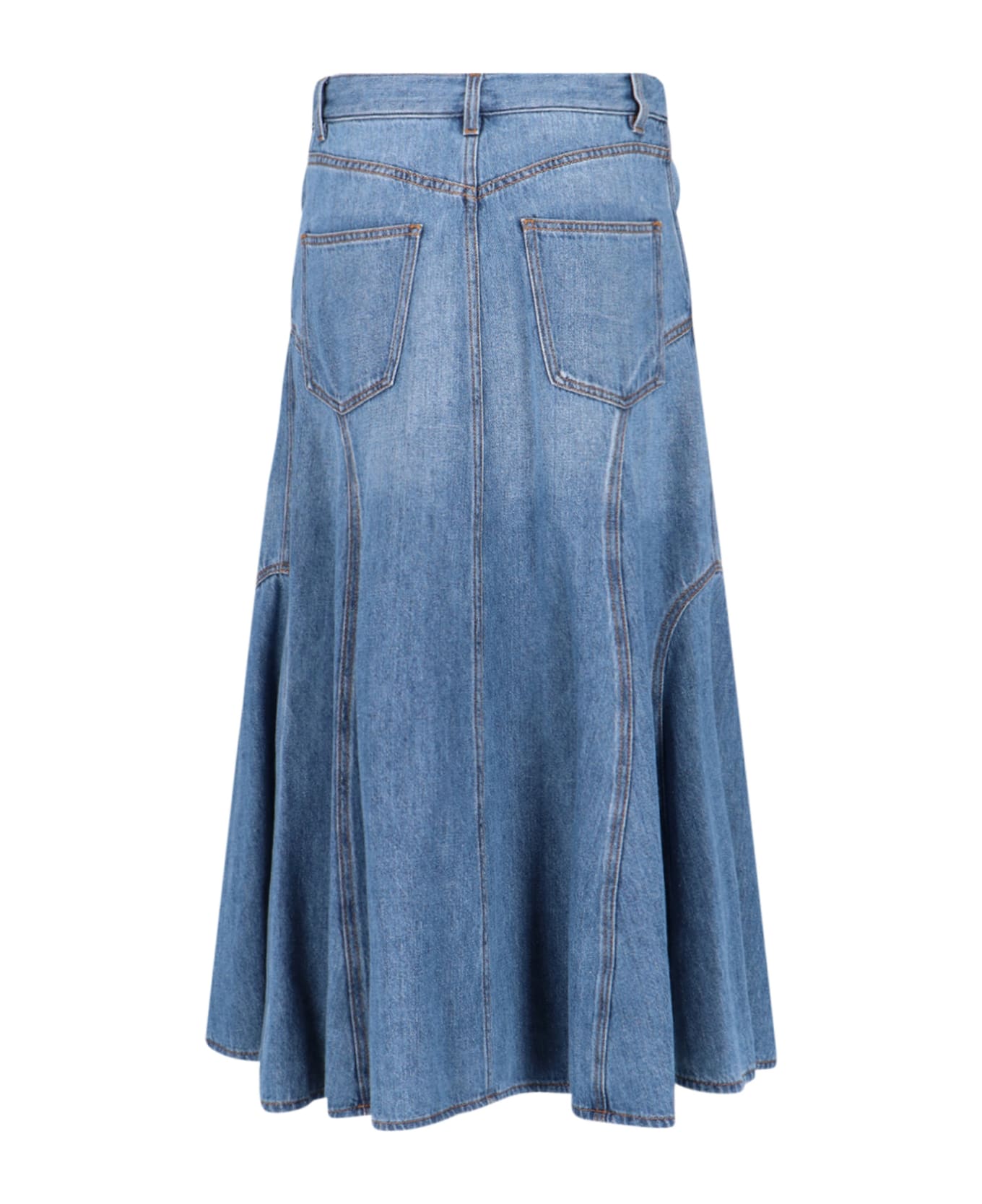 Chloé Flared Denim Midi Skirt - Blue