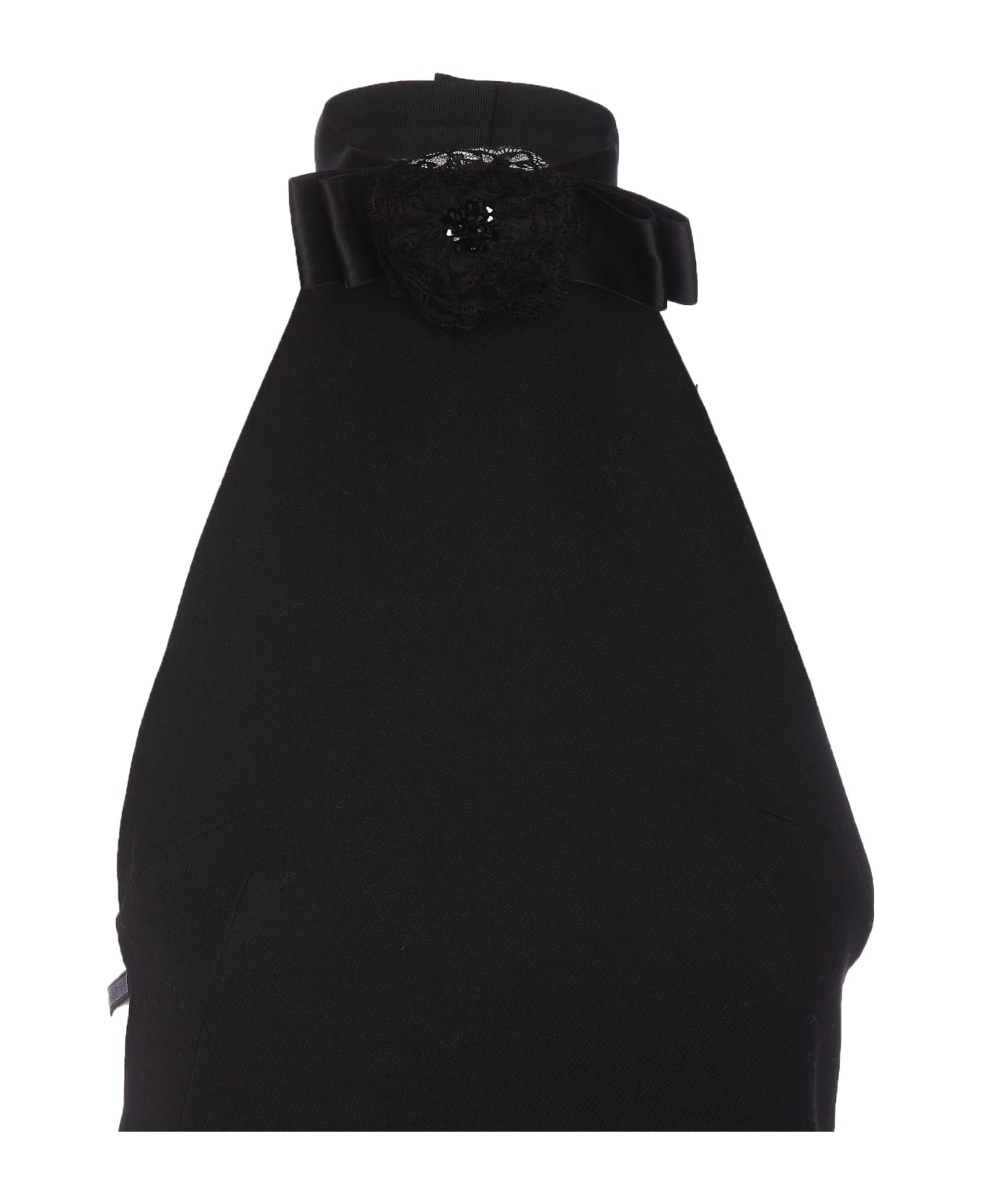Dolce & Gabbana Short Woolen Dress With Rear Neckline - Black