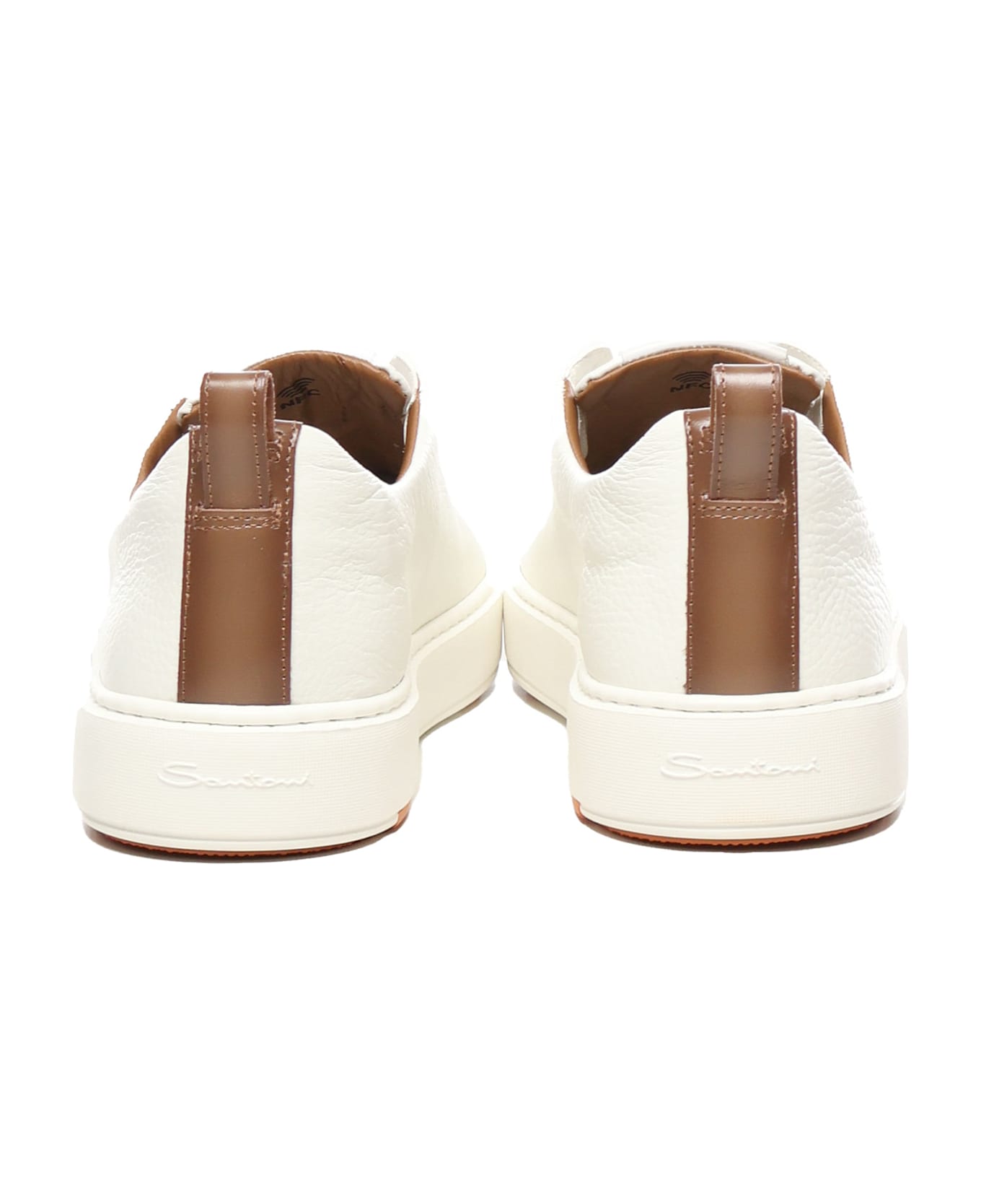 Santoni Leather Slip-on Sneakers - White