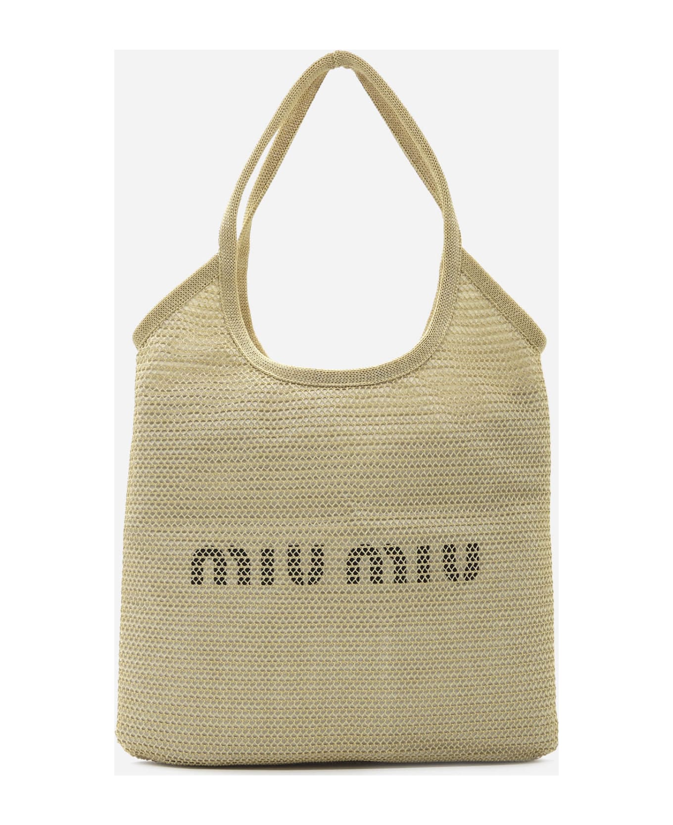 Miu Miu Tote Bag In Woven Raffia With Logo Print トートバッグ 通販 | Italist ...