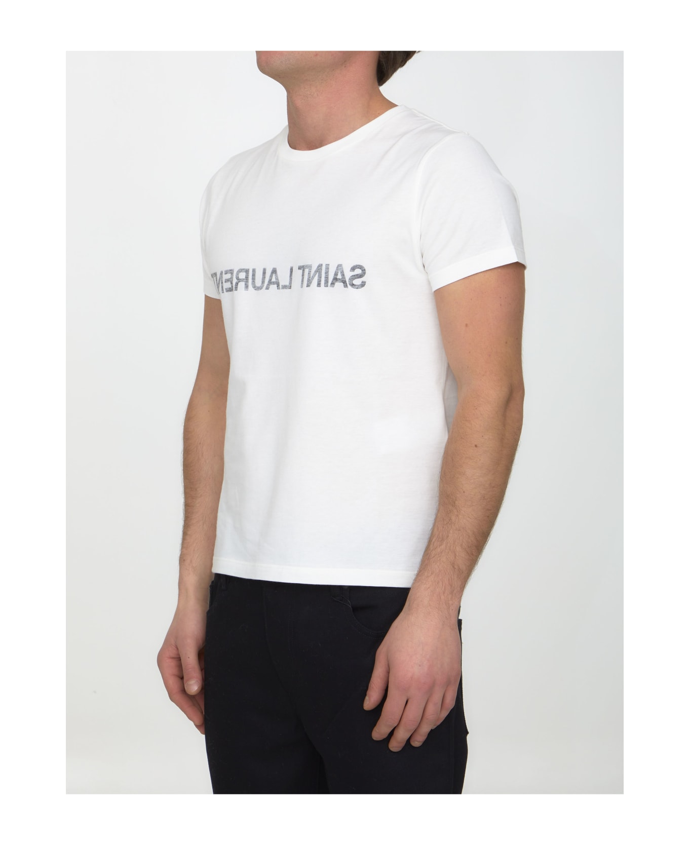Saint Laurent Reverse Logo T-shirt - Naturel Noir