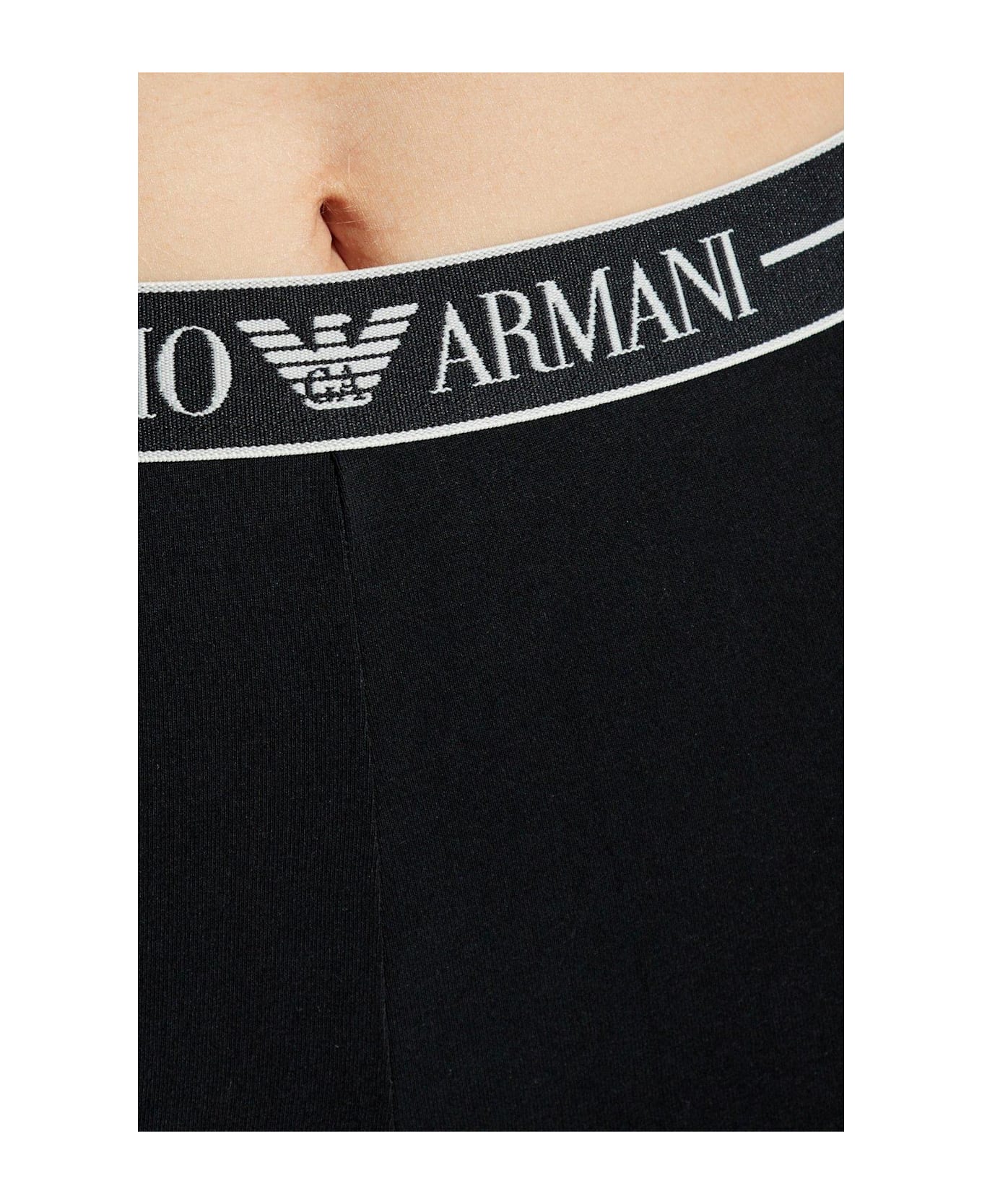 Emporio Armani Logo Waistband Asv Biker Shorts - Black