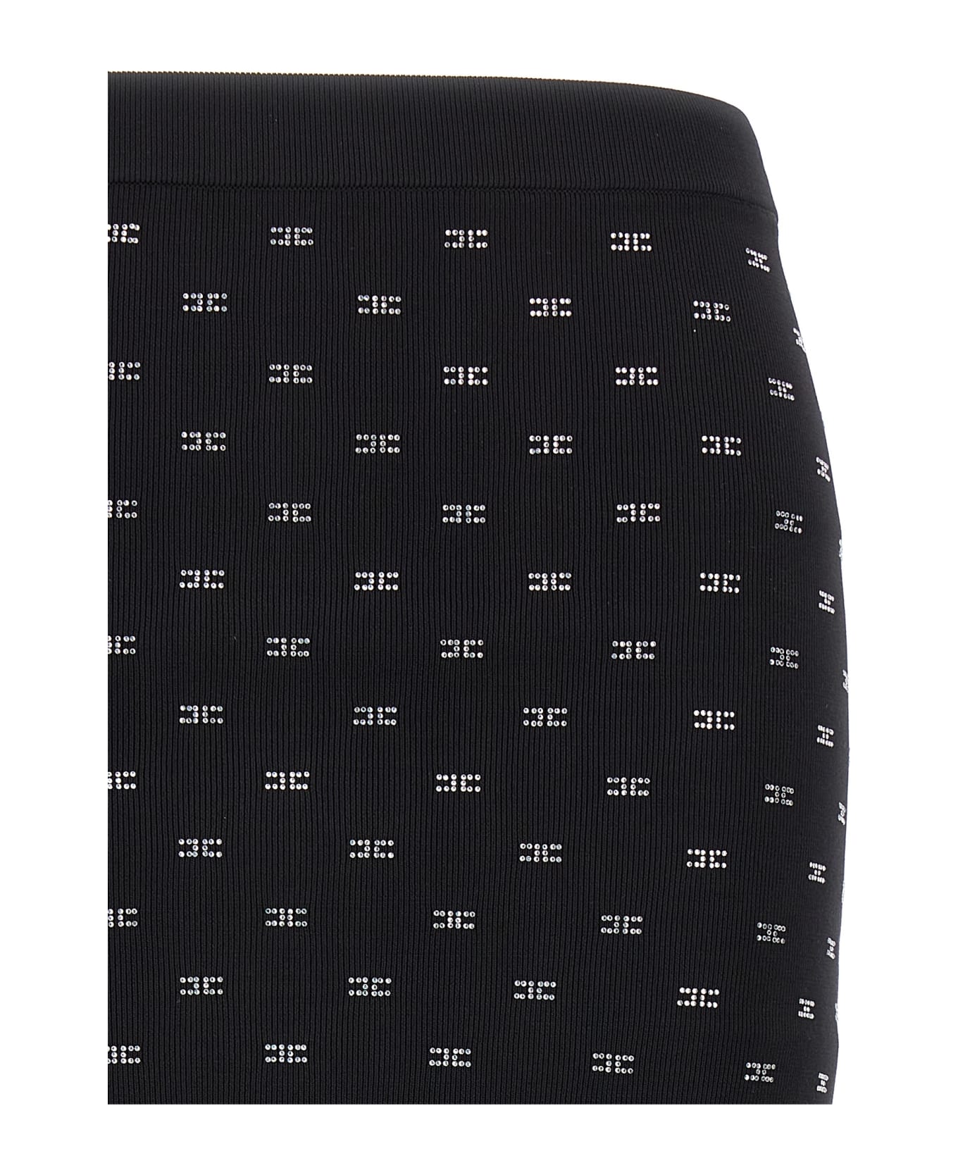 Elisabetta Franchi Rhinestone Logo Skirt - Black